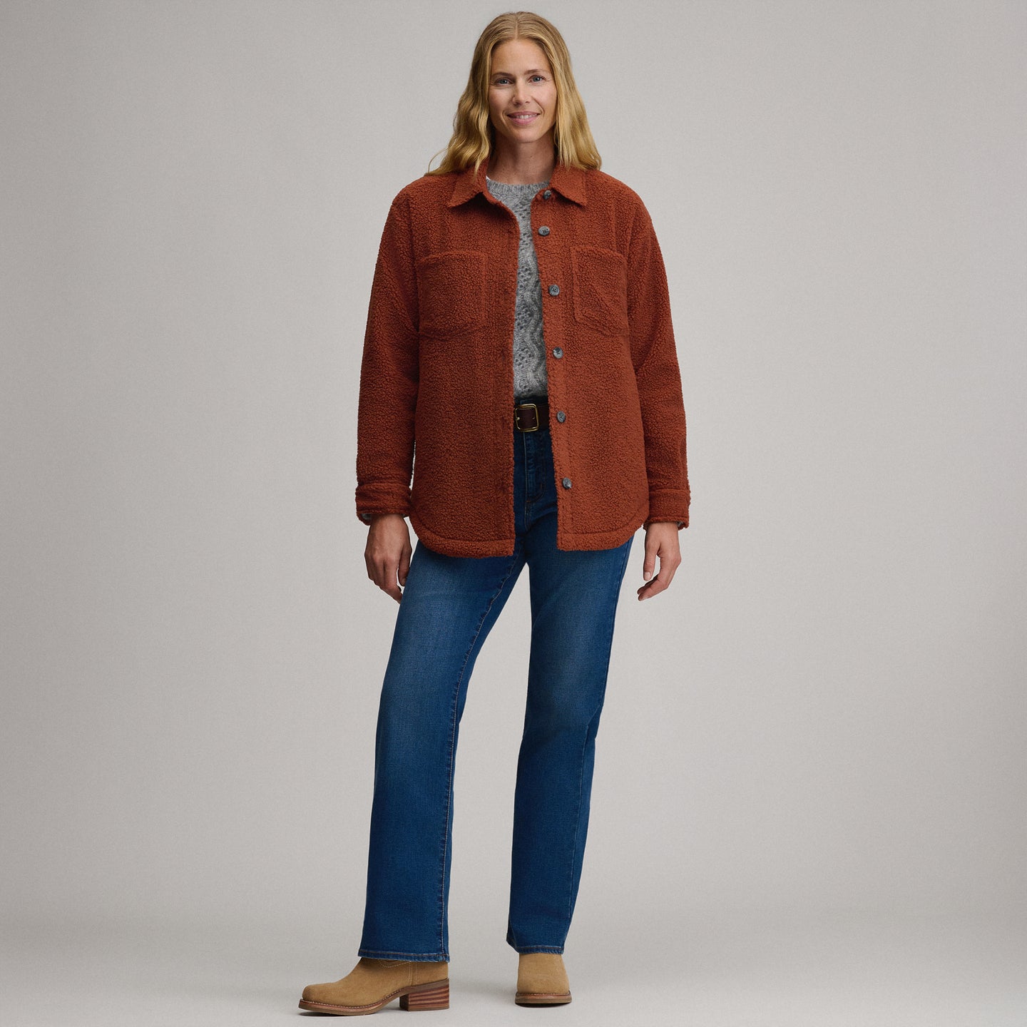Women's Fleece Shirt Jacket-Sable-8
