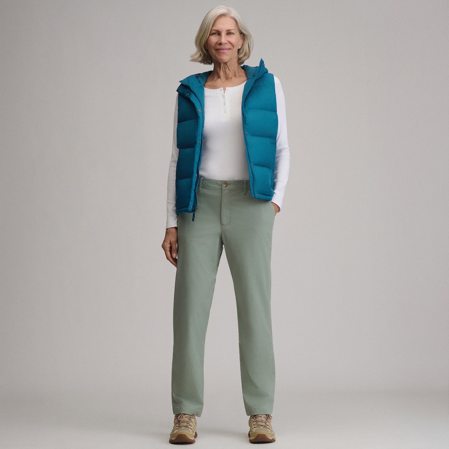 Women's Flannel Lined Cotton Pants-Sage-10