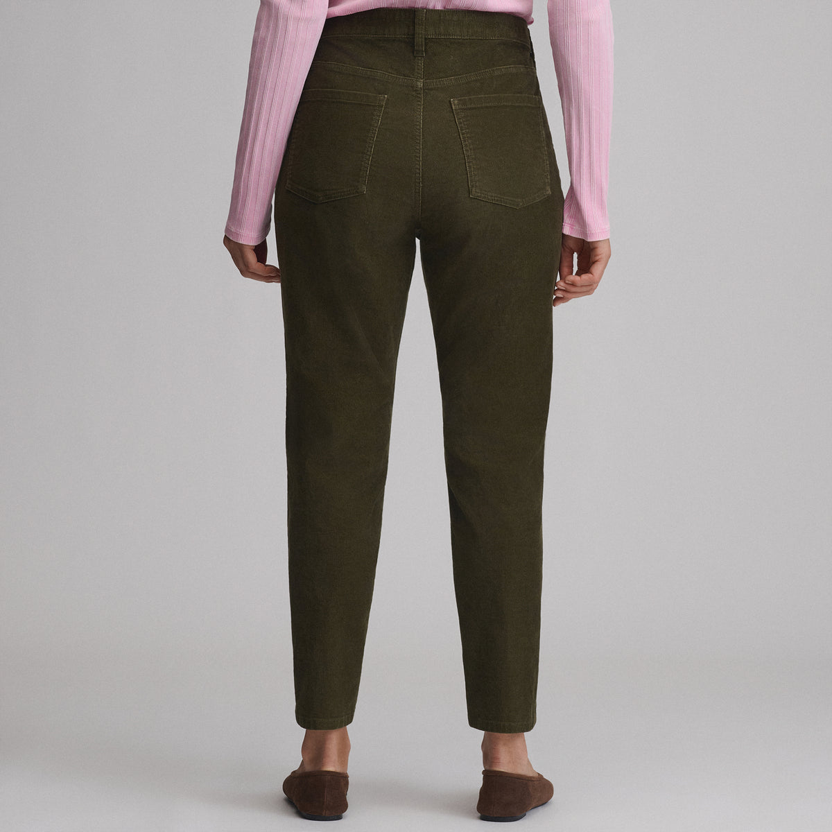 Women's Cropped Cord Kick-Flare Pants-Deep Olive-6