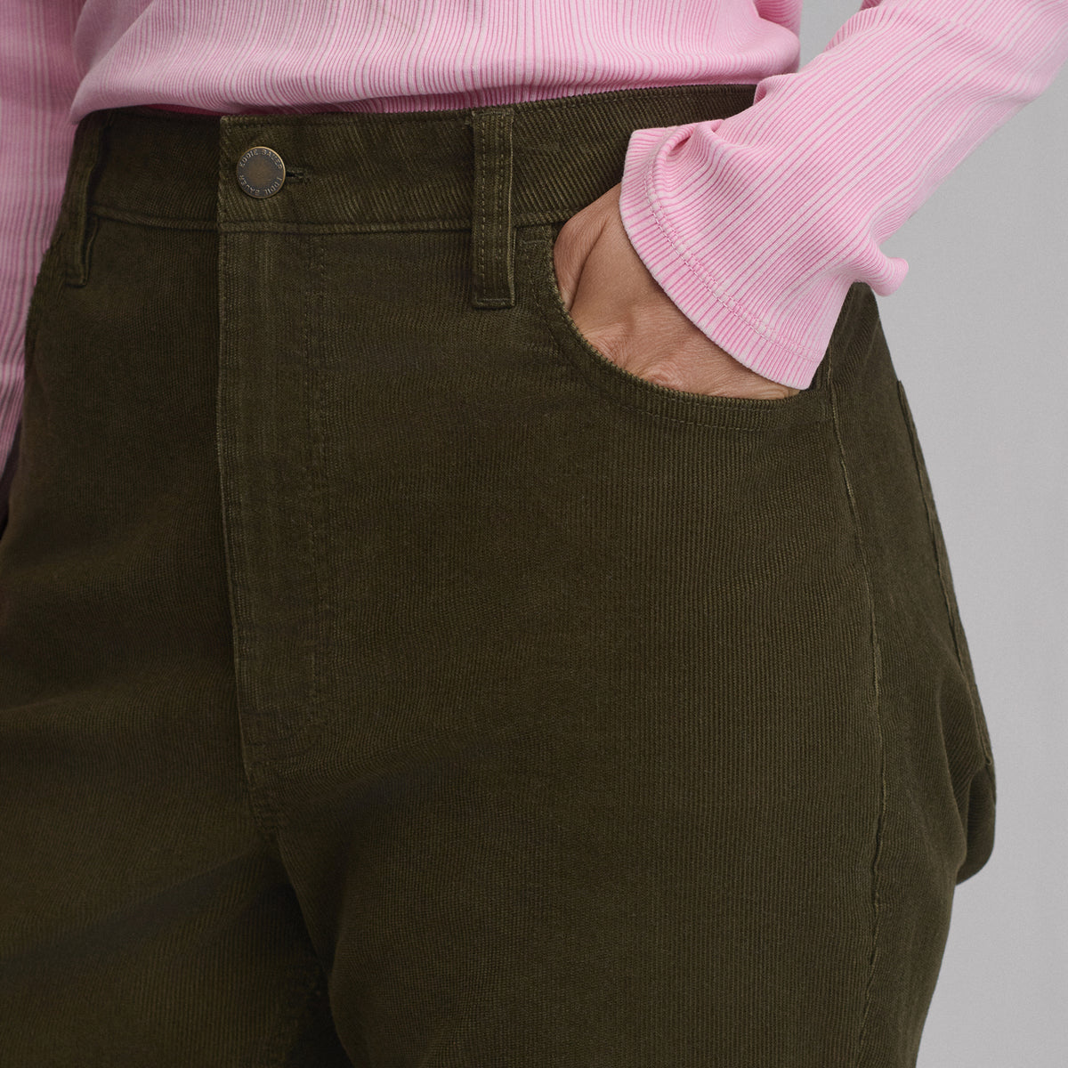 Women's Cropped Cord Kick-Flare Pants-Deep Olive-7