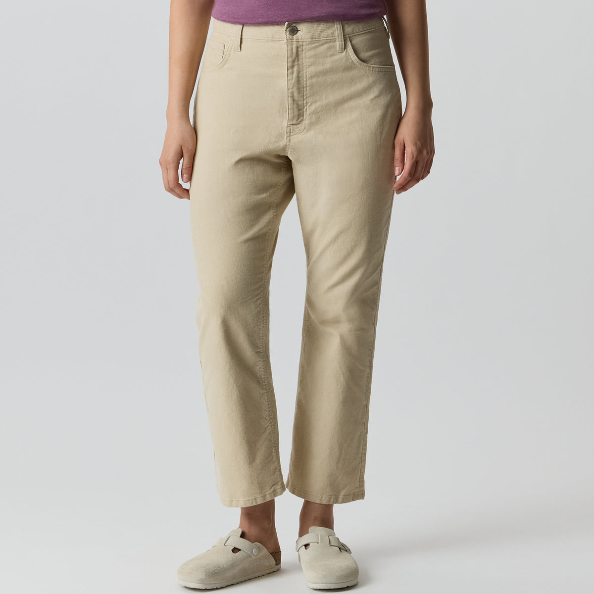 Women's Cropped Cord Kick-Flare Pants-Jute-C1