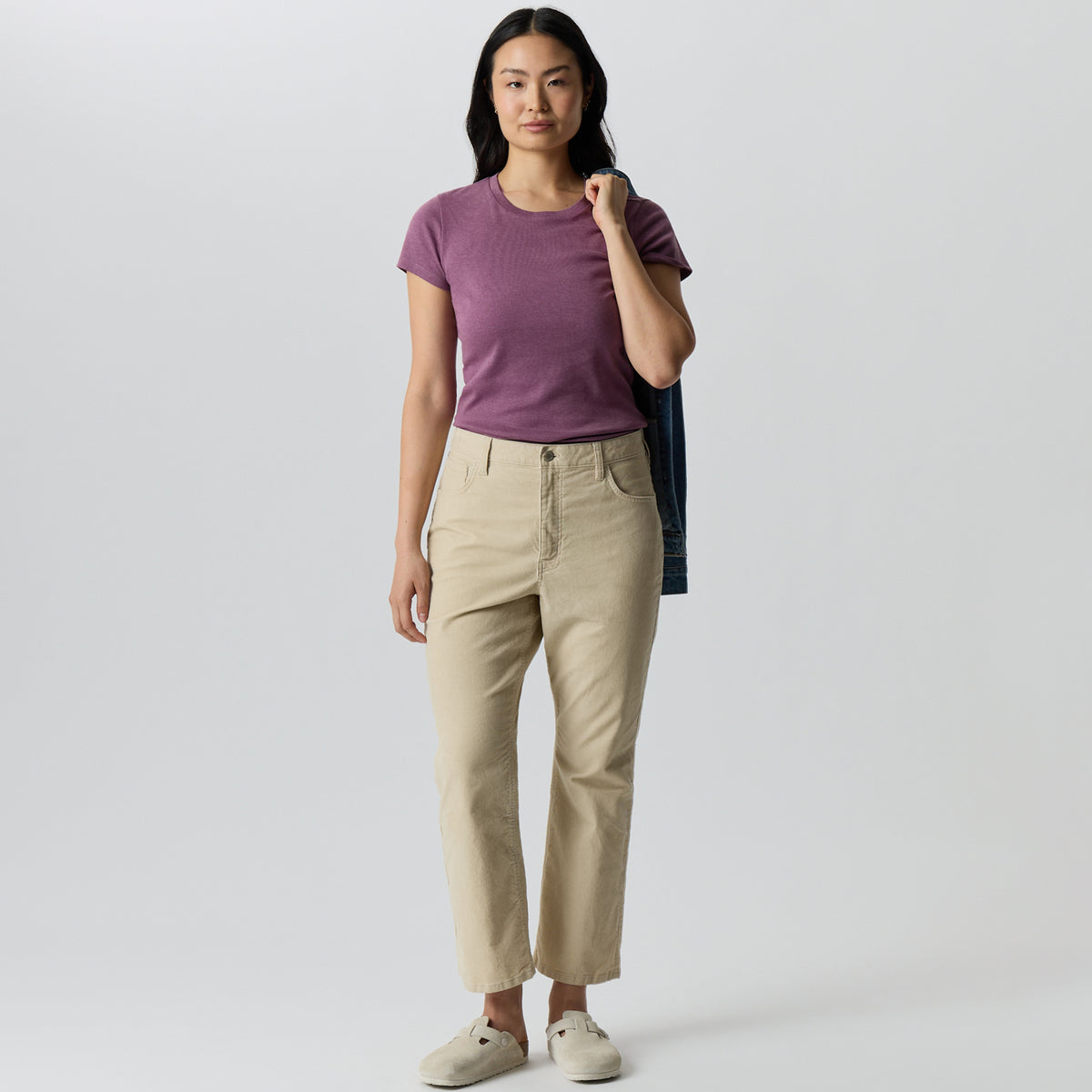 Women's Cropped Cord Kick-Flare Pants-Jute-T2