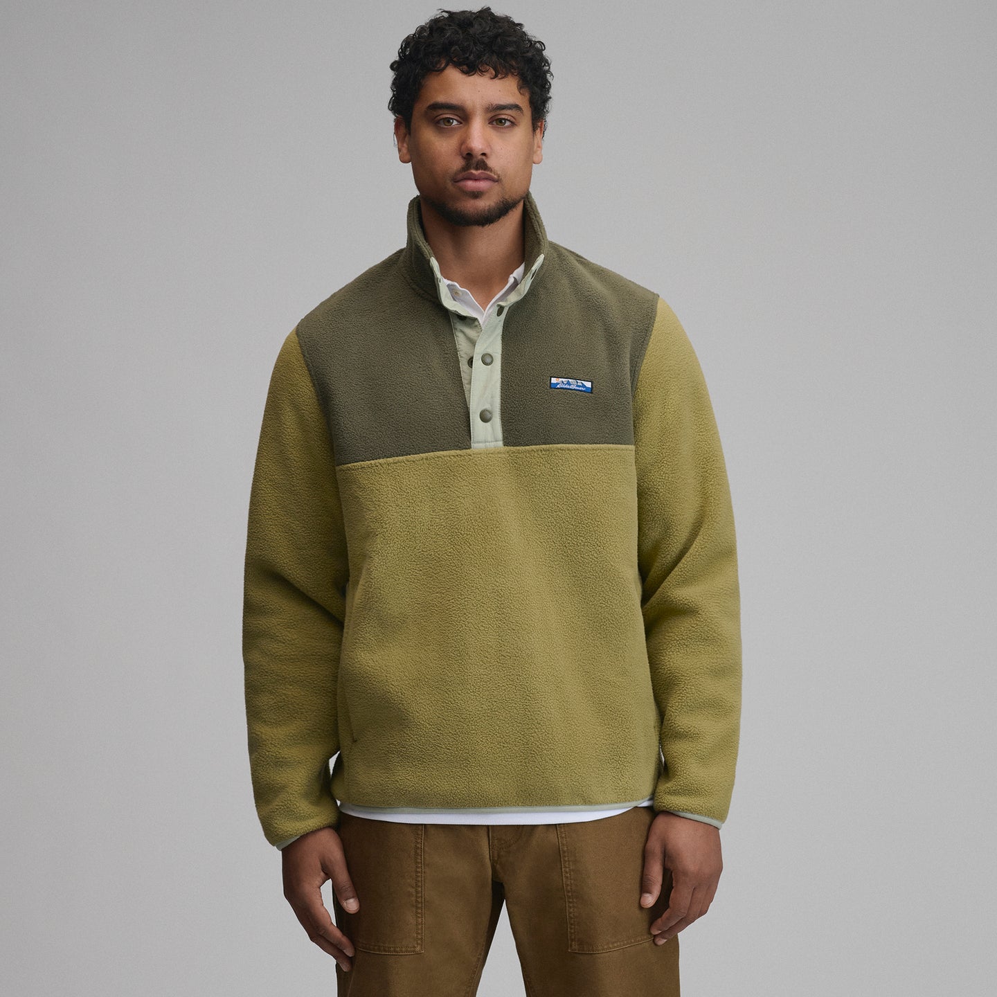 Authentic Outdoor Fleece Snap Mock-Dark Fatigue-1