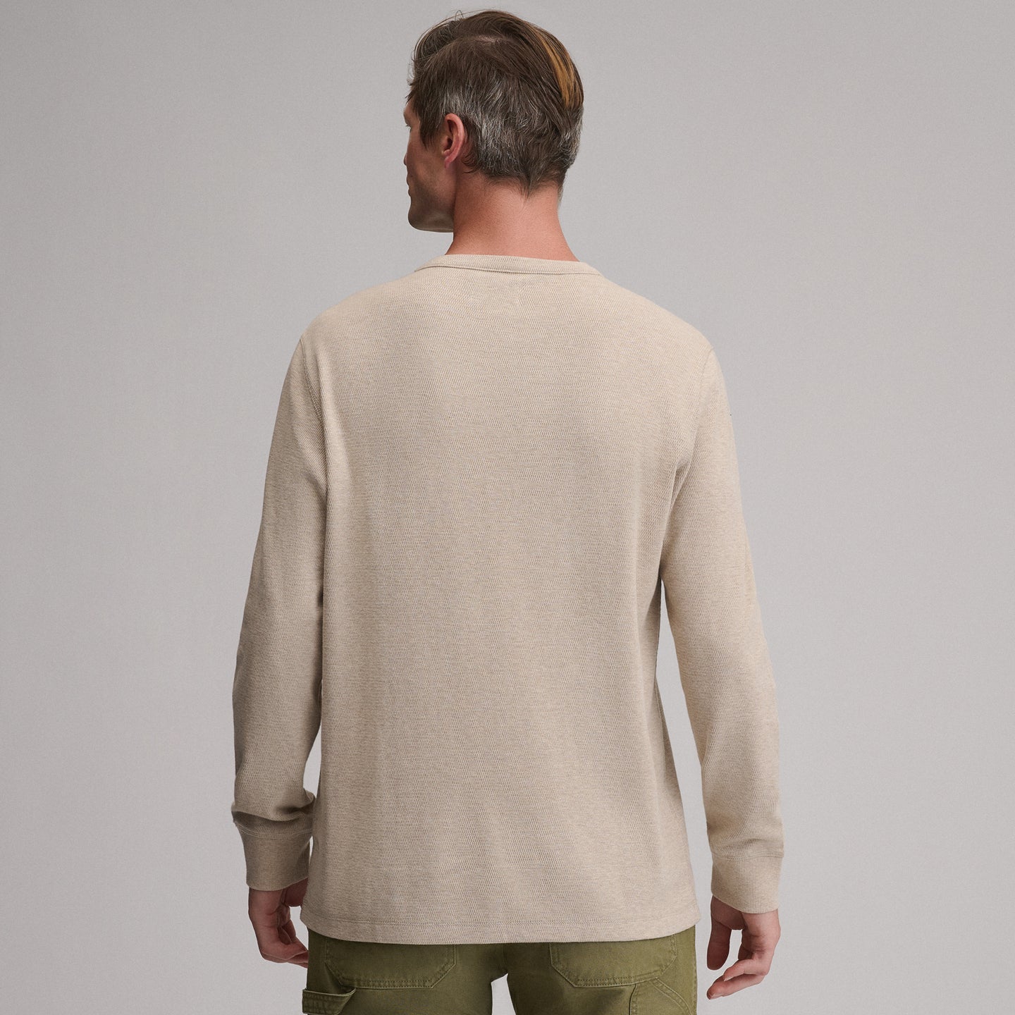 Men's Birds Eye Long-Sleeve Thermal Henley-Light Khaki-2