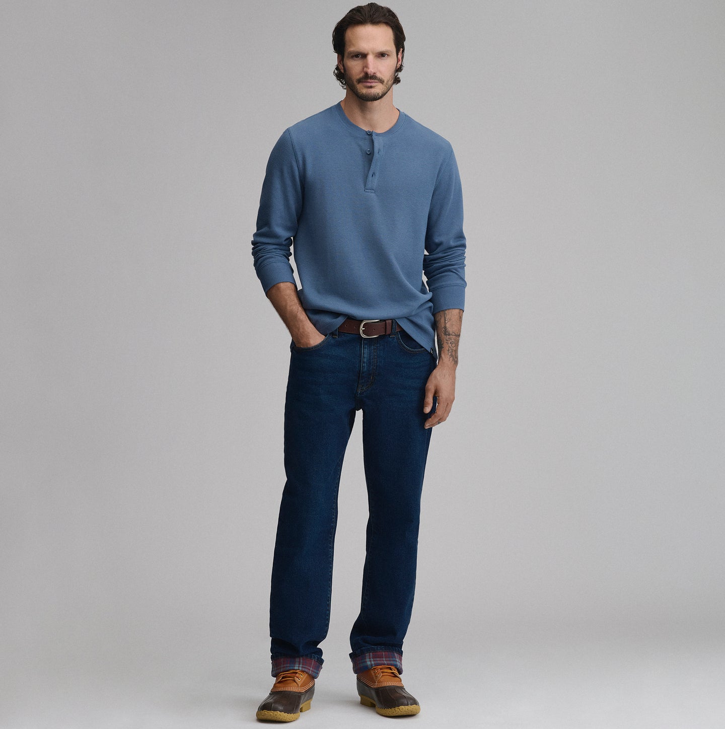 Men's Eddie's Favorite Ultrasoft Thermal Henley-Dark Horizon-32
