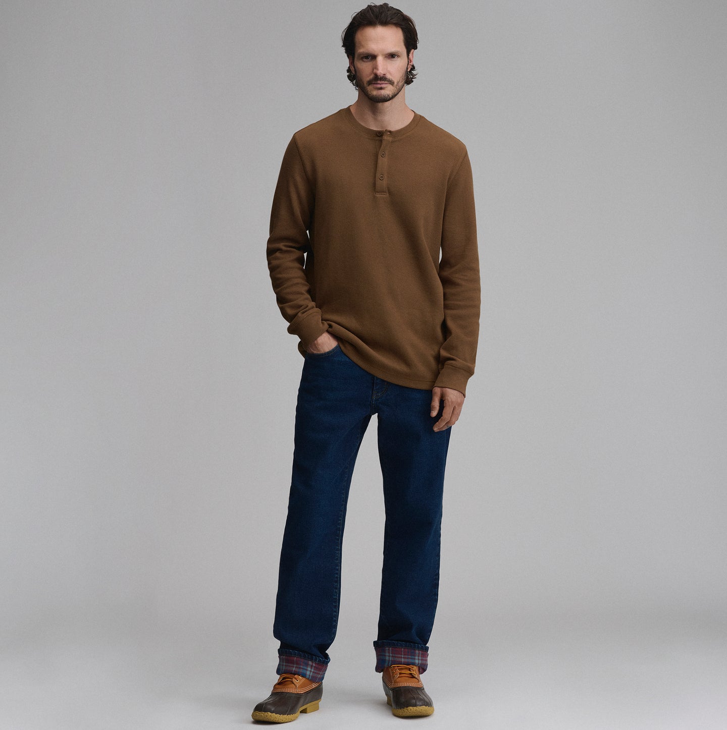 Men's Eddie's Favorite Ultrasoft Thermal Henley-Hazelnut-47