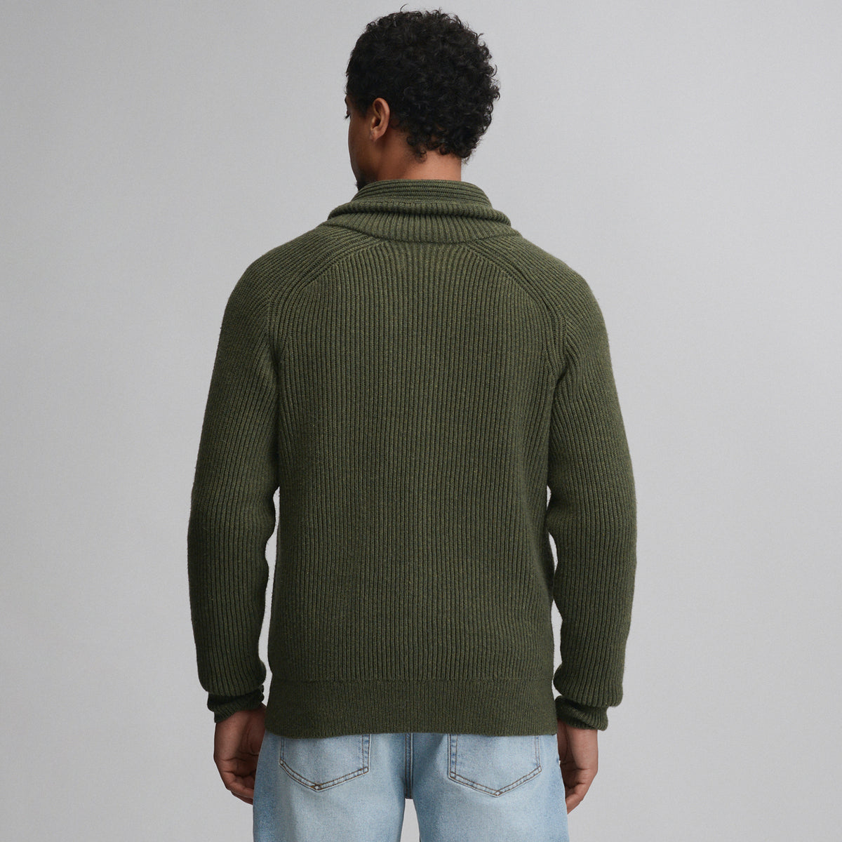Fletcher Bay Shawl Collar Cardigan-Deep Olive-2