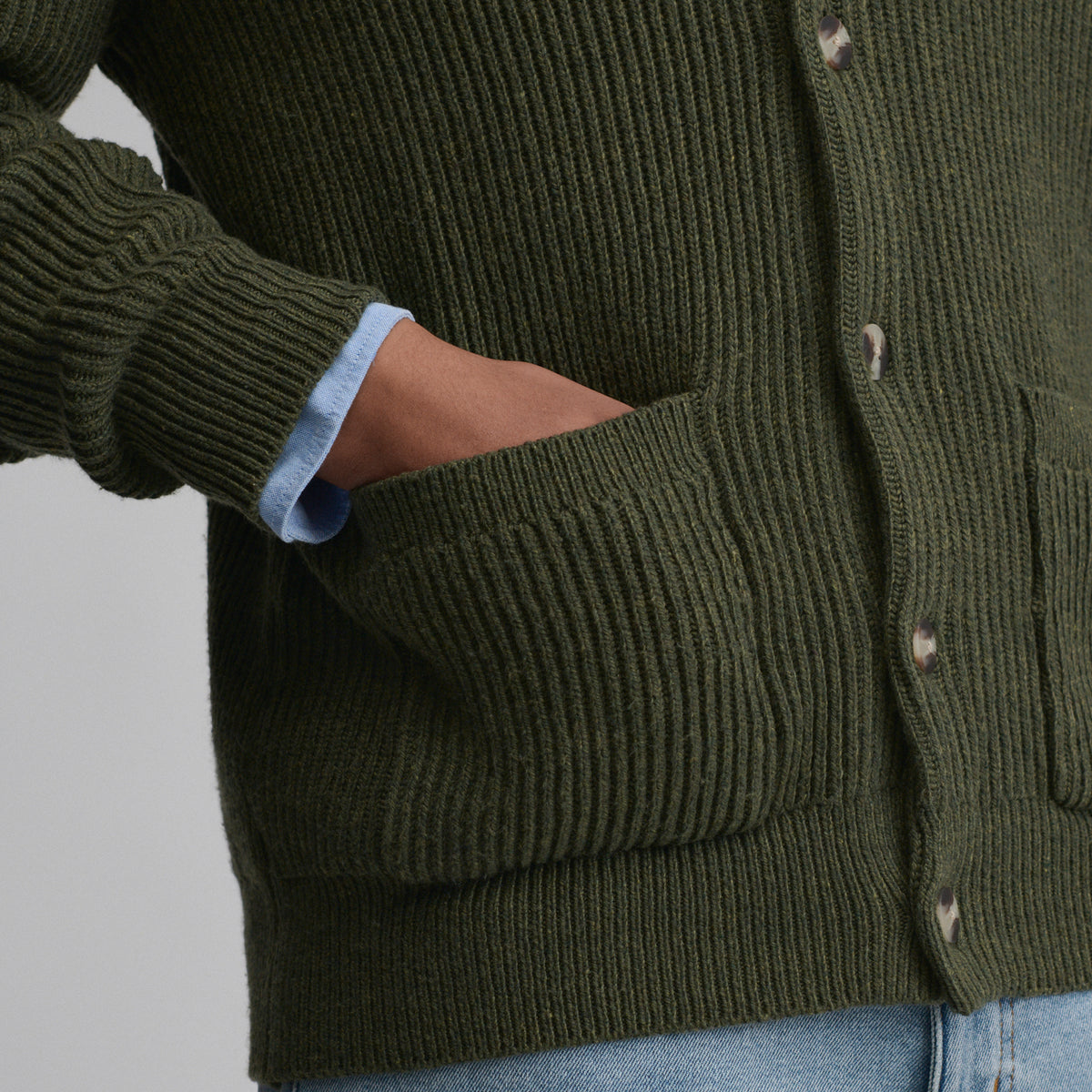 Fletcher Bay Shawl Collar Cardigan-Deep Olive-4