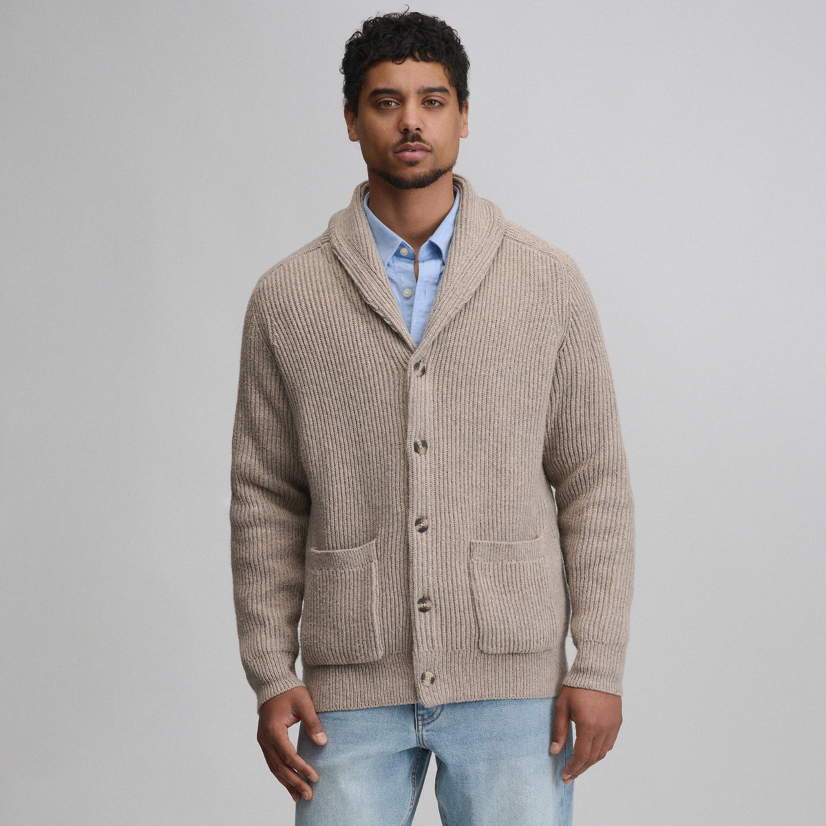 Fletcher Bay Shawl Collar Cardigan-Heather Gray-6
