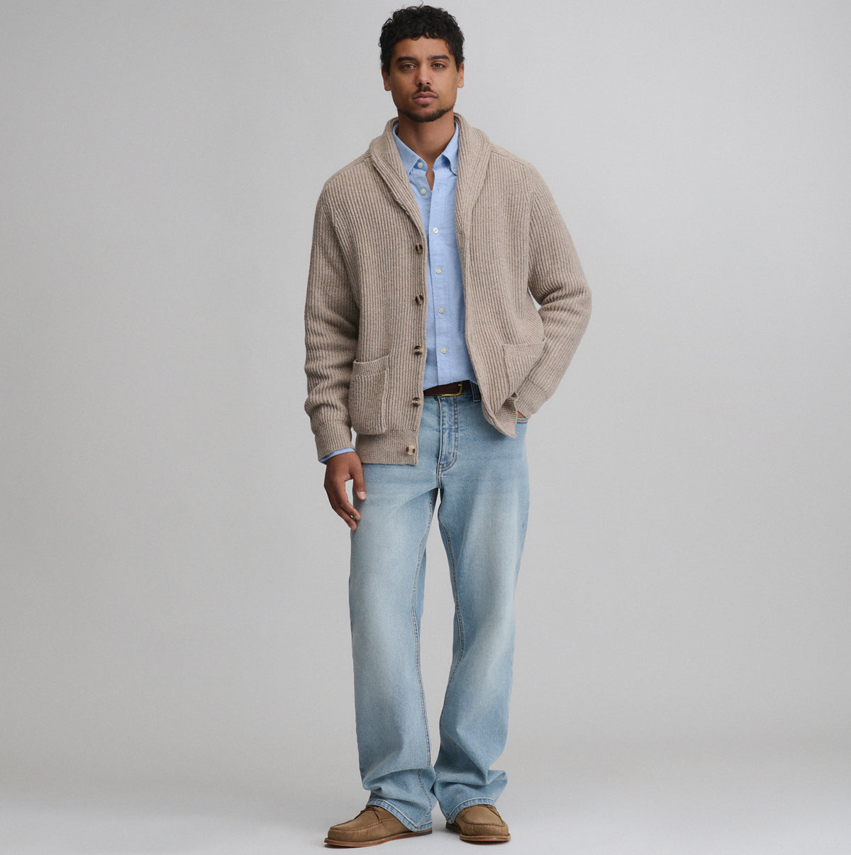 Fletcher Bay Shawl Collar Cardigan-Heather Gray-10