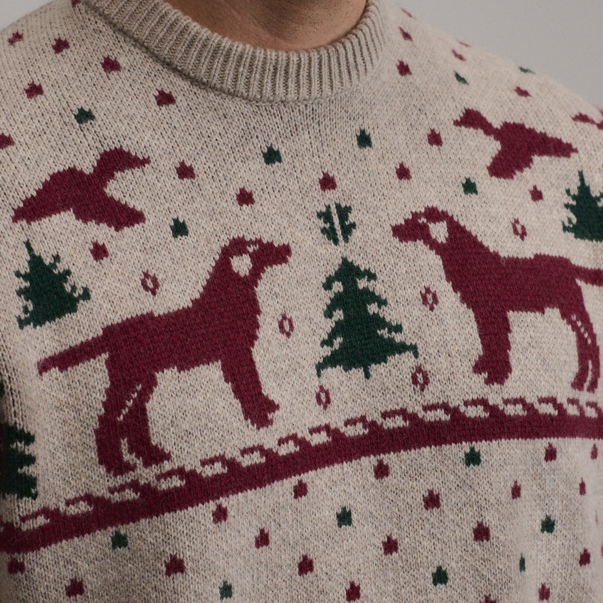 Holiday Festive Crew Dog-Heather Oatmeal-3
