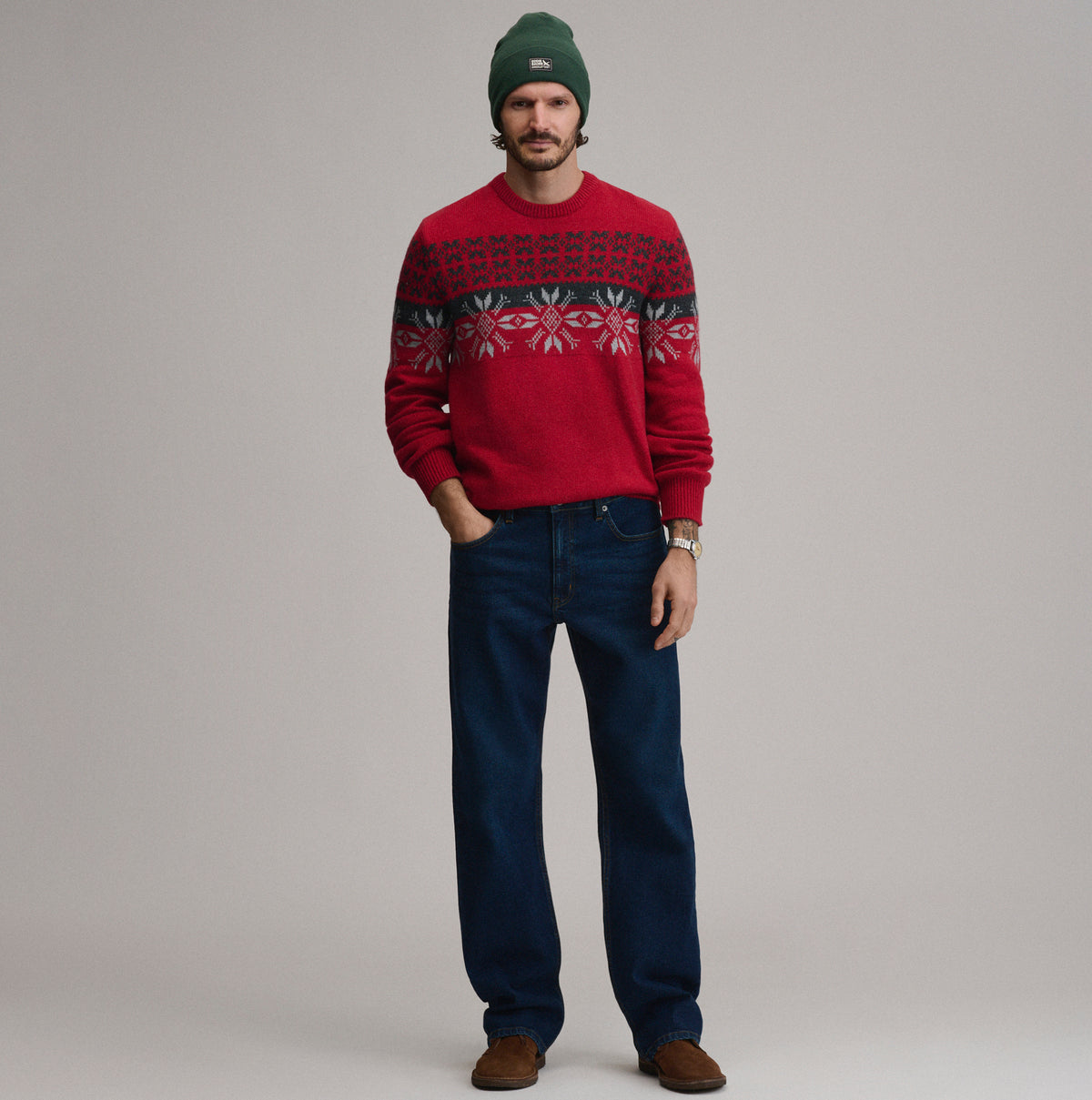 Holiday Festive Jacquard Crew-Chili-4