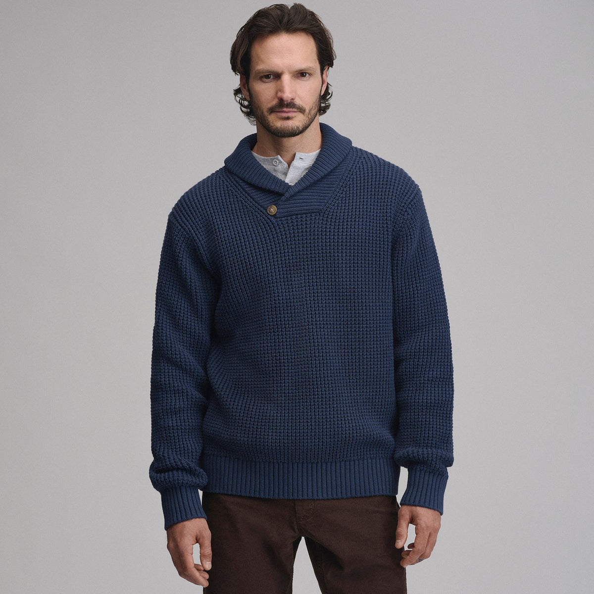 Holiday Festive Shawl Neck-Navy-5