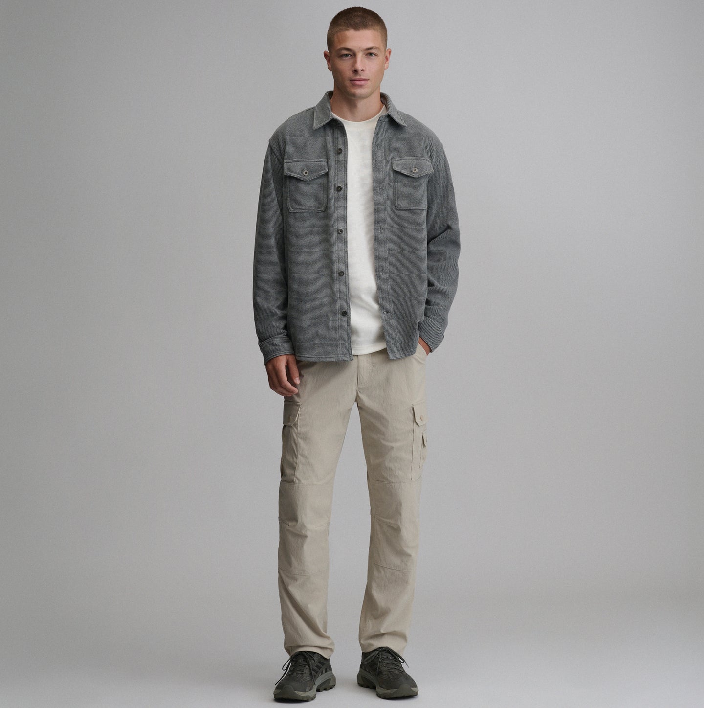 Men's LS Chutes Microfleece Shirt-Med Htr Gray-Regular-4