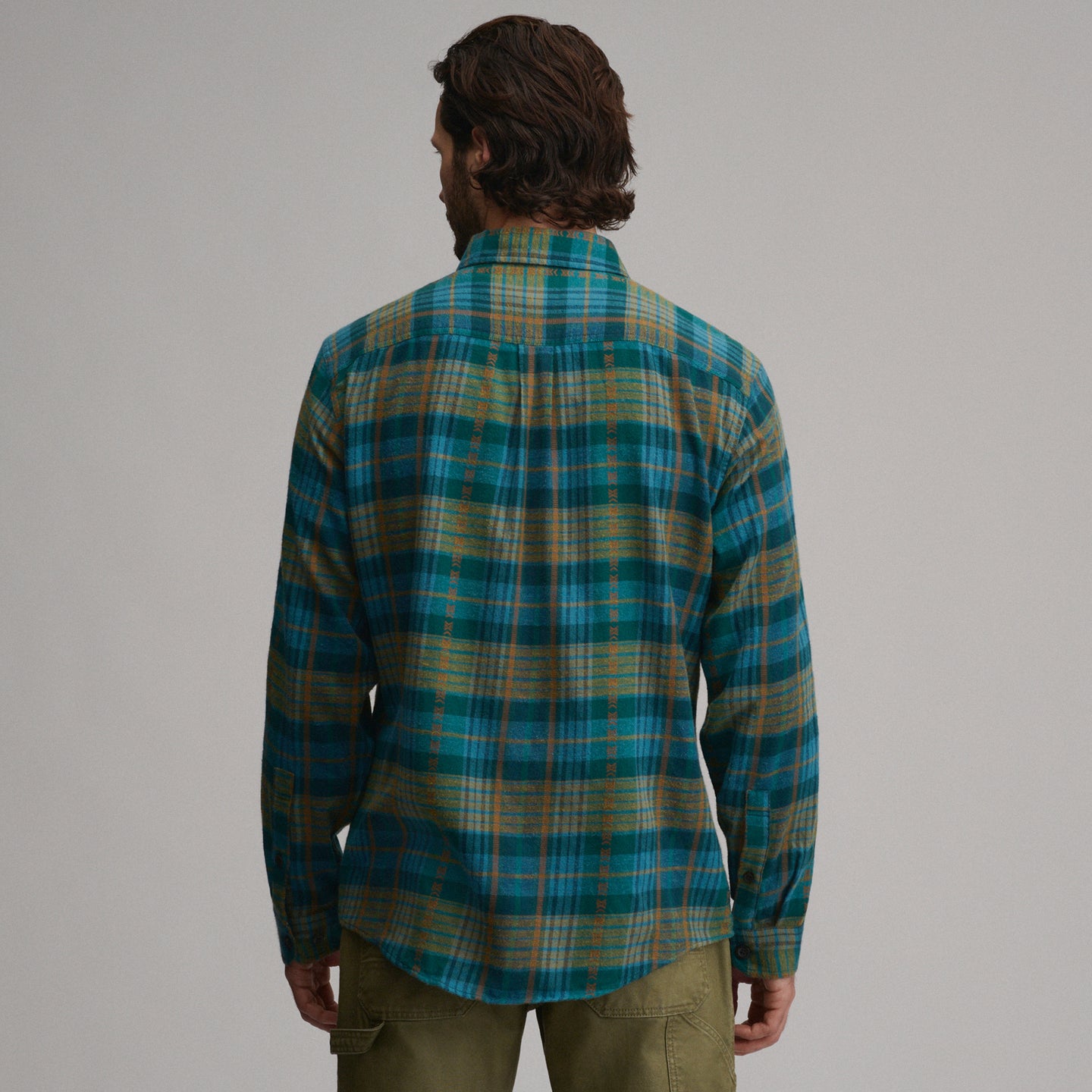 LS Eddies Cabin Shirt - Jaquard Plaid-Sea Glass-2