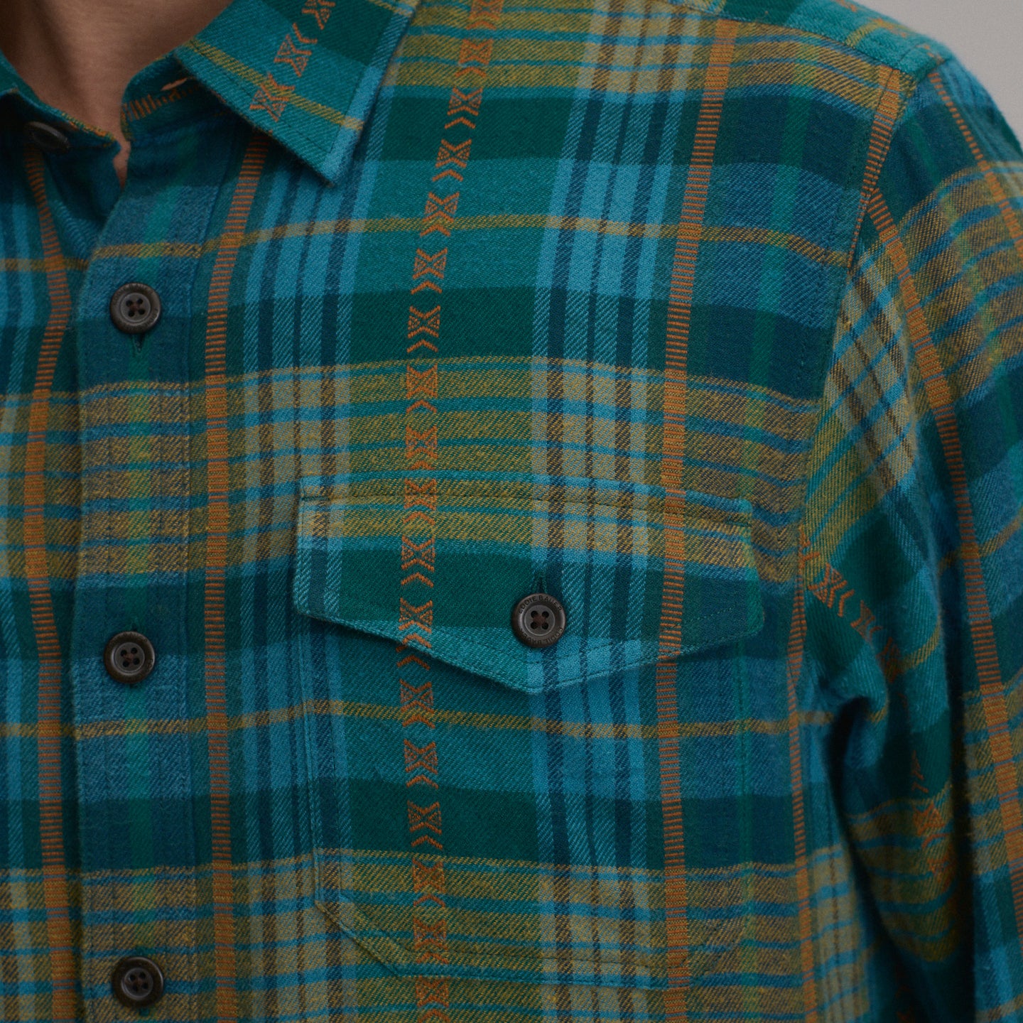 LS Eddies Cabin Shirt - Jaquard Plaid-Sea Glass-3