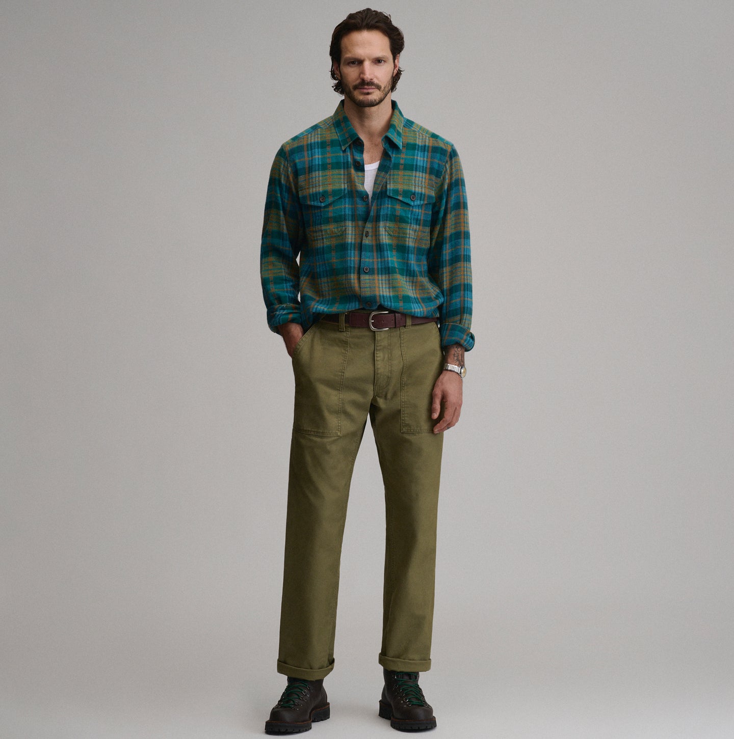 LS Eddies Cabin Shirt - Jaquard Plaid-Sea Glass-4