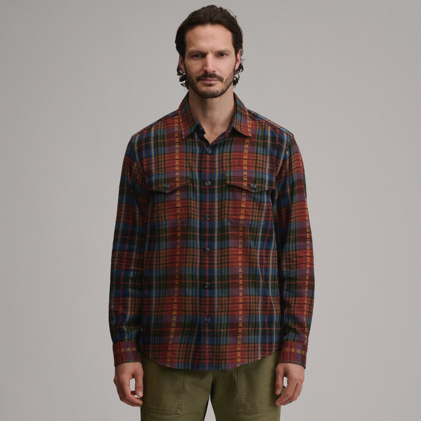 LS Eddies Cabin Shirt - Jaquard Plaid-Sable-5