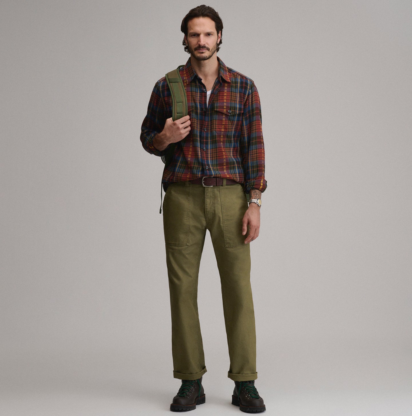LS Eddies Cabin Shirt - Jaquard Plaid-Sable-8