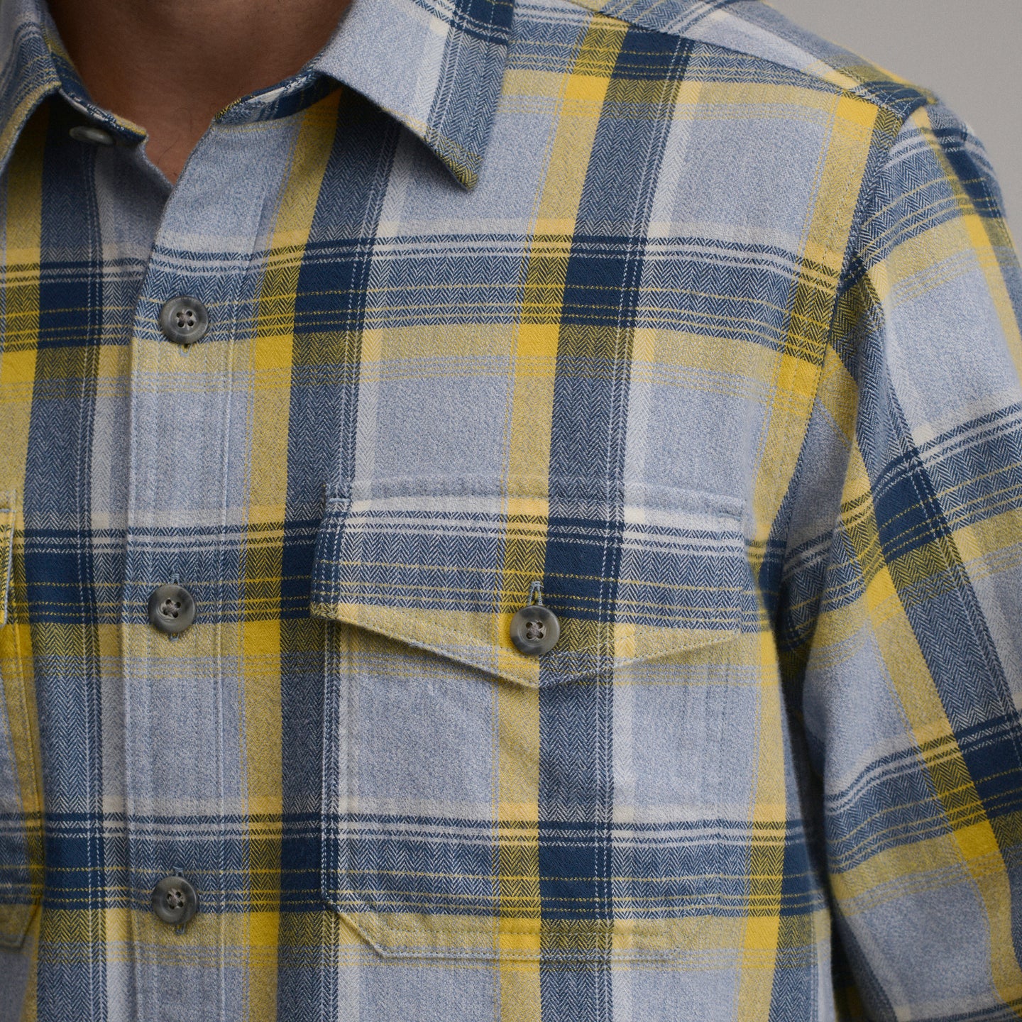 LS Eddies Cabin Shirt - Jaspe Flannel-Light Chambray 1-3