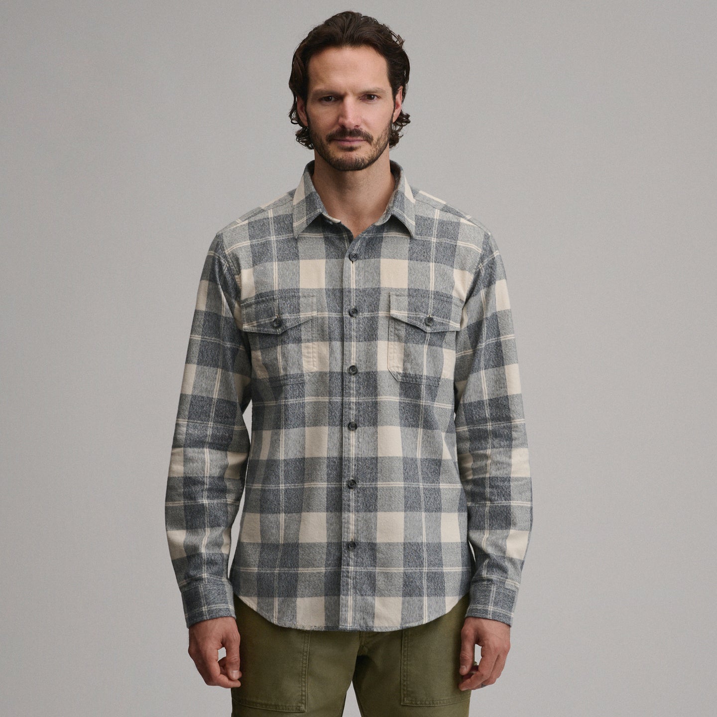 LS Eddies Cabin Shirt - Jaspe Flannel-Med Heather Gray-13