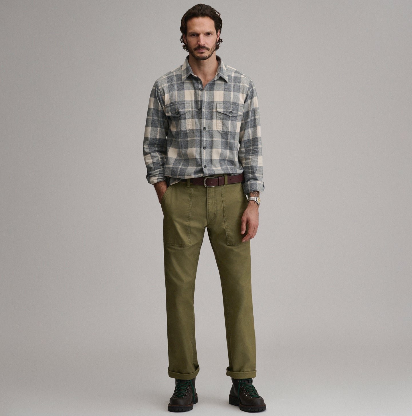 LS Eddies Cabin Shirt - Jaspe Flannel-Med Heather Gray-16