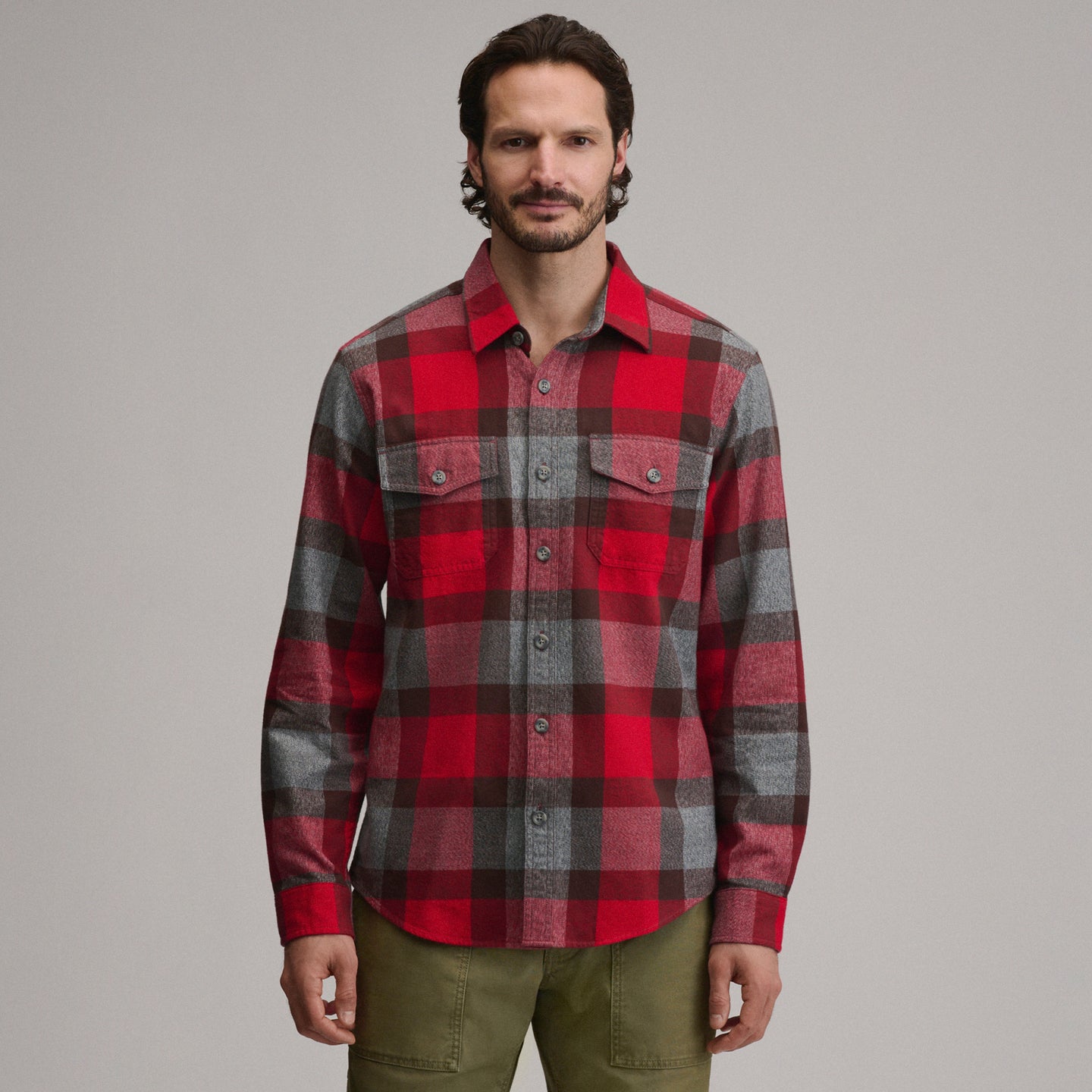 LS Eddies Cabin Shirt - Jaspe Flannel-Scarlet-9
