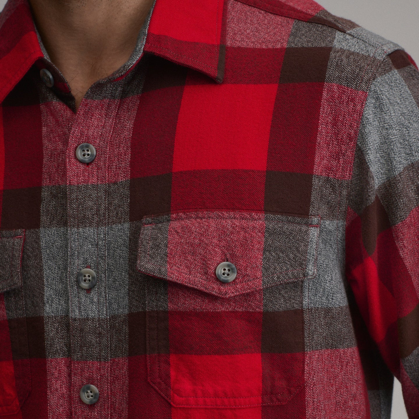 LS Eddies Cabin Shirt - Jaspe Flannel-Scarlet-11