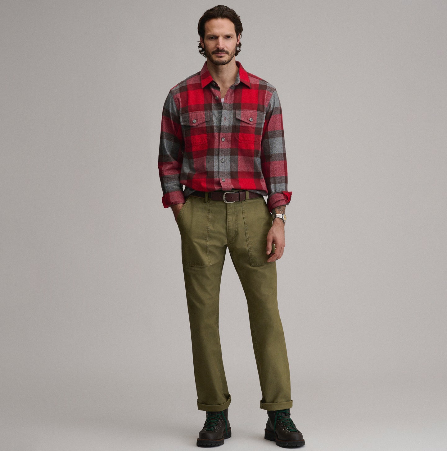 LS Eddies Cabin Shirt - Jaspe Flannel-Scarlet-12