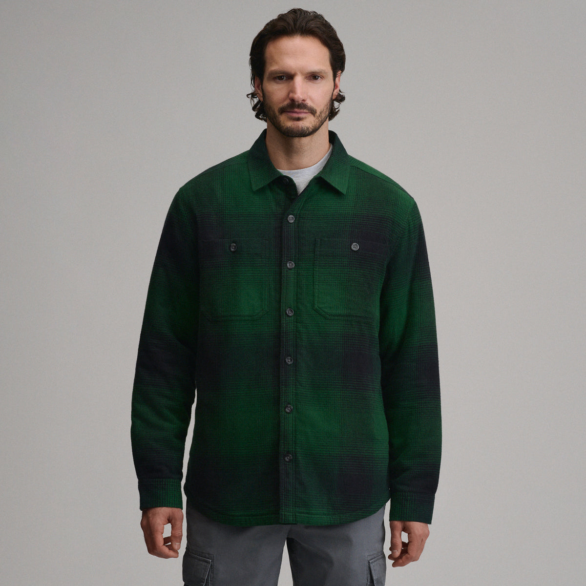 LS Eddies Field Fleece Lined Flannel Shirt Jacket-Asparagus-1