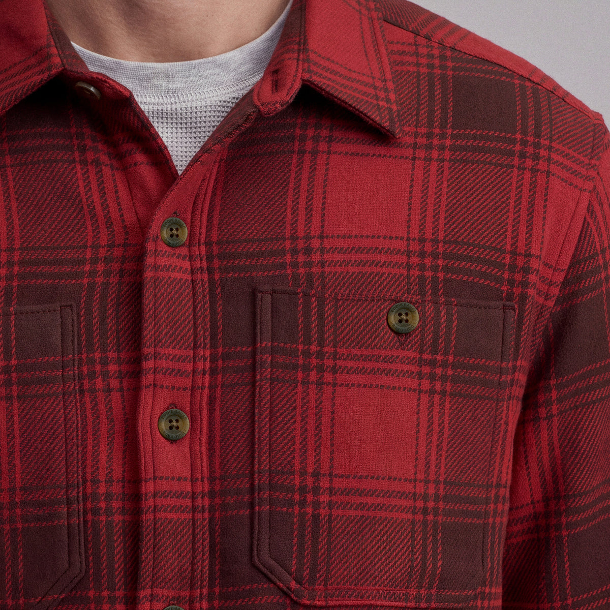 Men's Long-Sleeve Eddie's Field Fleece Lined Flannel Shirt Jacket-Cardinal-3
