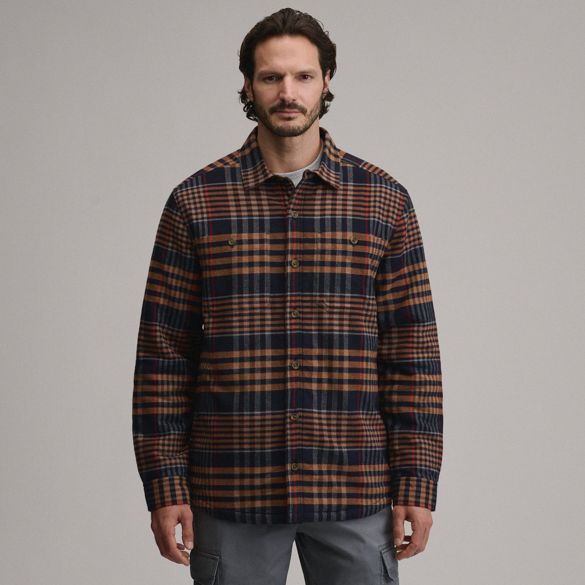 LS Eddies Field Fleece Lined Flannel Shirt Jacket-Camel-9