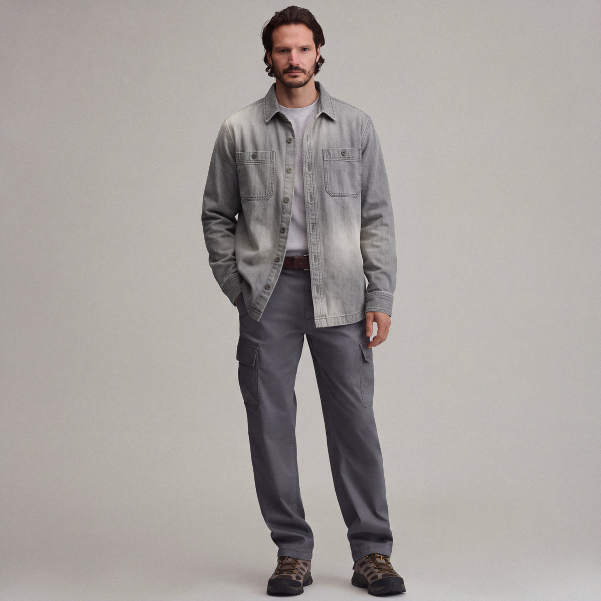 Men's Long-Sleeve Eddie's Field Fleece Lined Flannel Shirt Jacket-Dusk-8