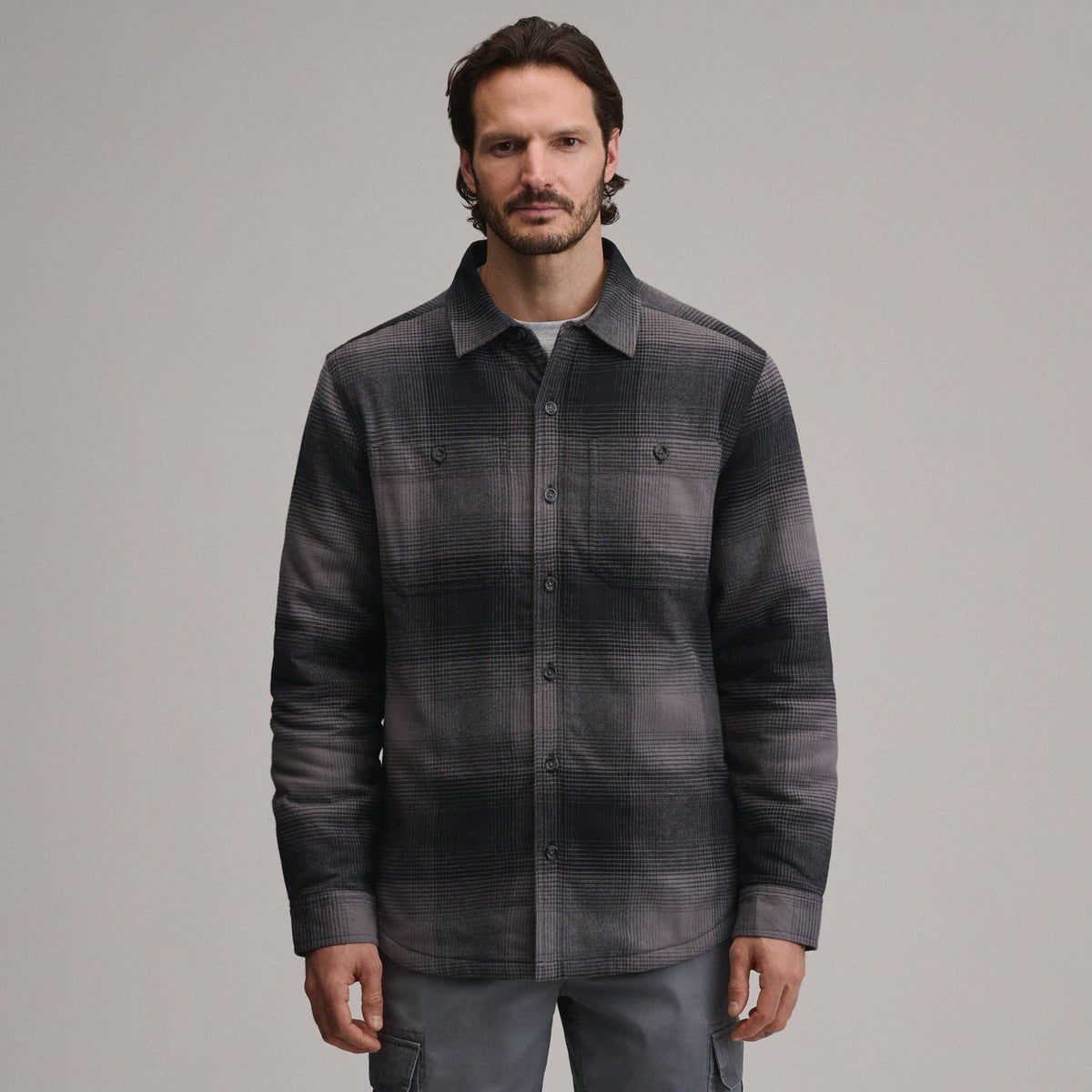 LS Eddies Field Fleece Lined Flannel Shirt Jacket-Slate-25
