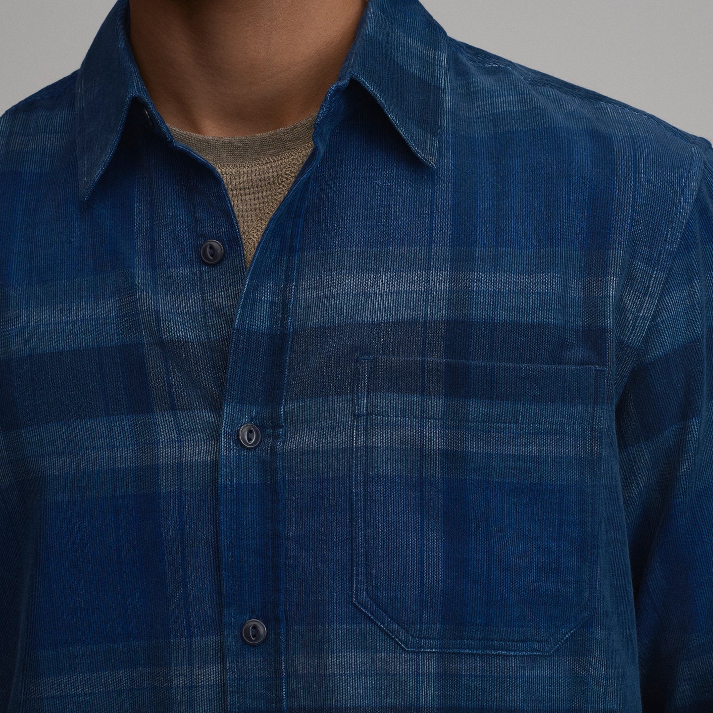 LS Fine Wale Corduroy - Plaid-Blue-3