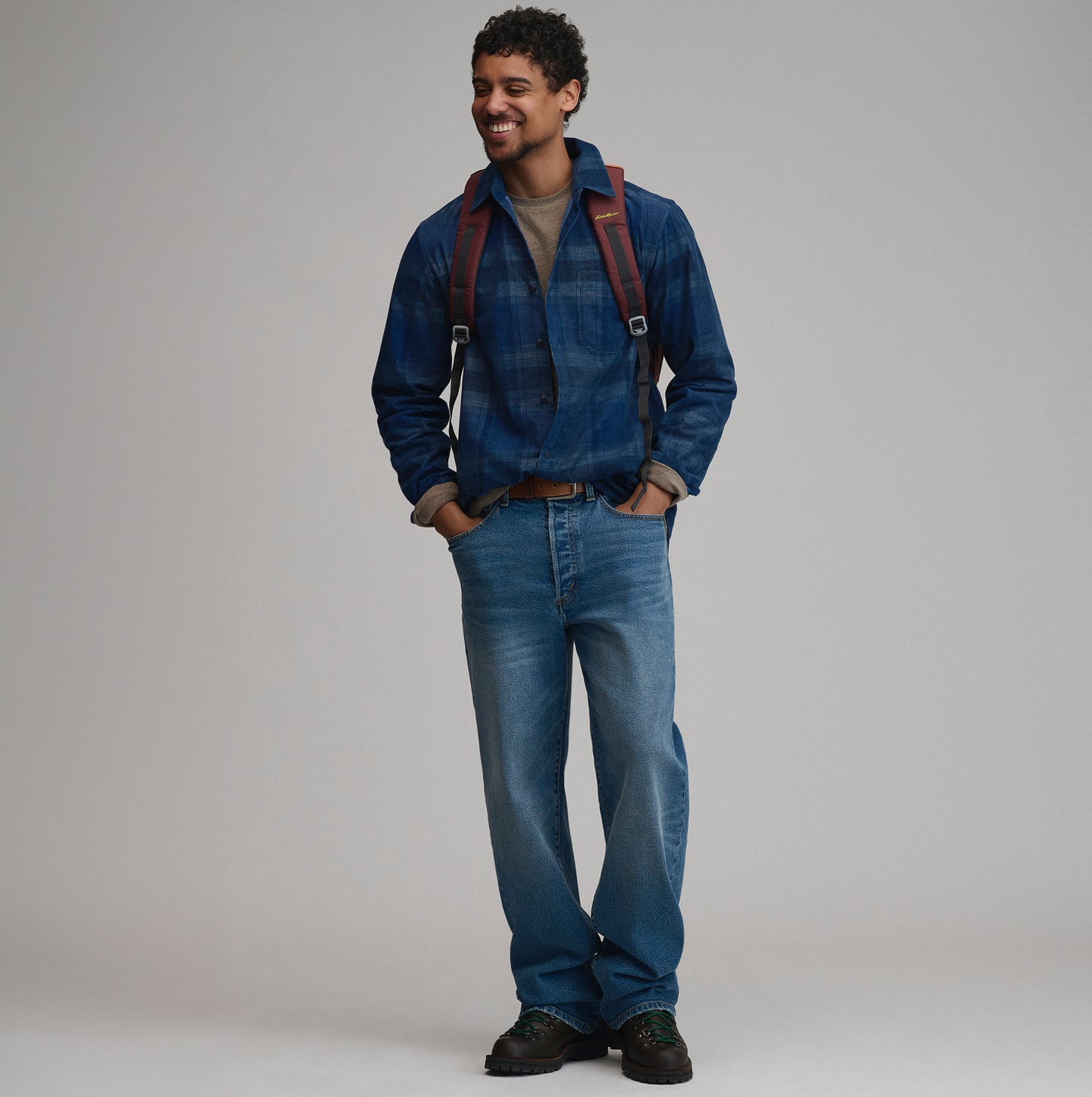 LS Fine Wale Corduroy - Plaid-Blue-4