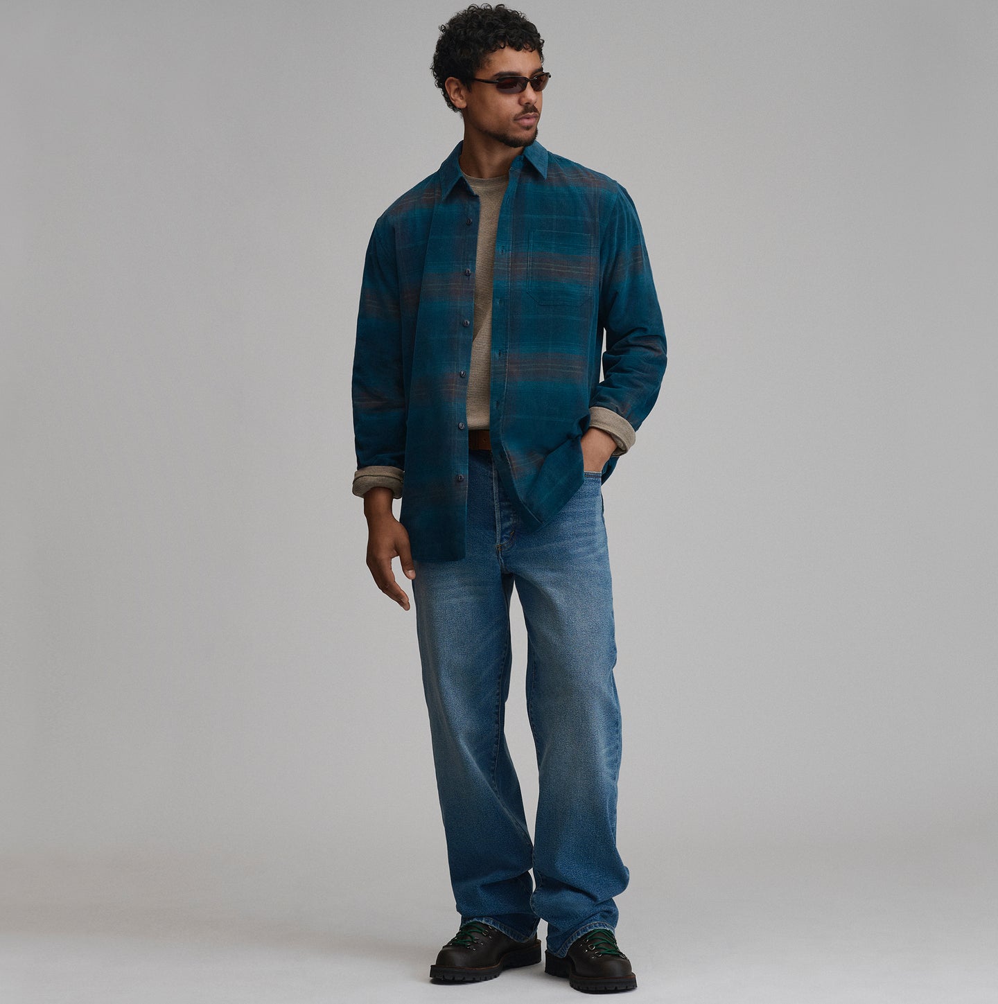 LS Fine Wale Corduroy - Plaid-Dark Meridian-8