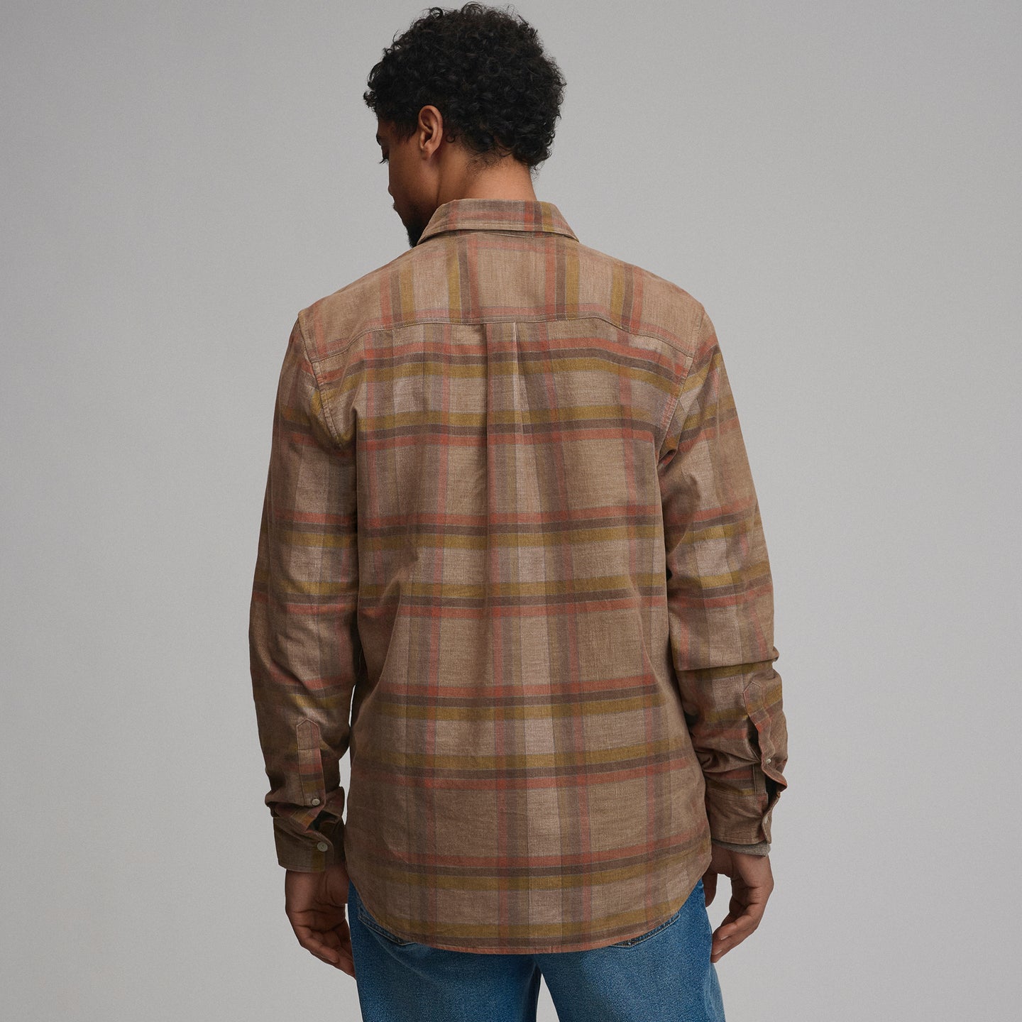 LS Fine Wale Corduroy - Plaid-Khaki-10