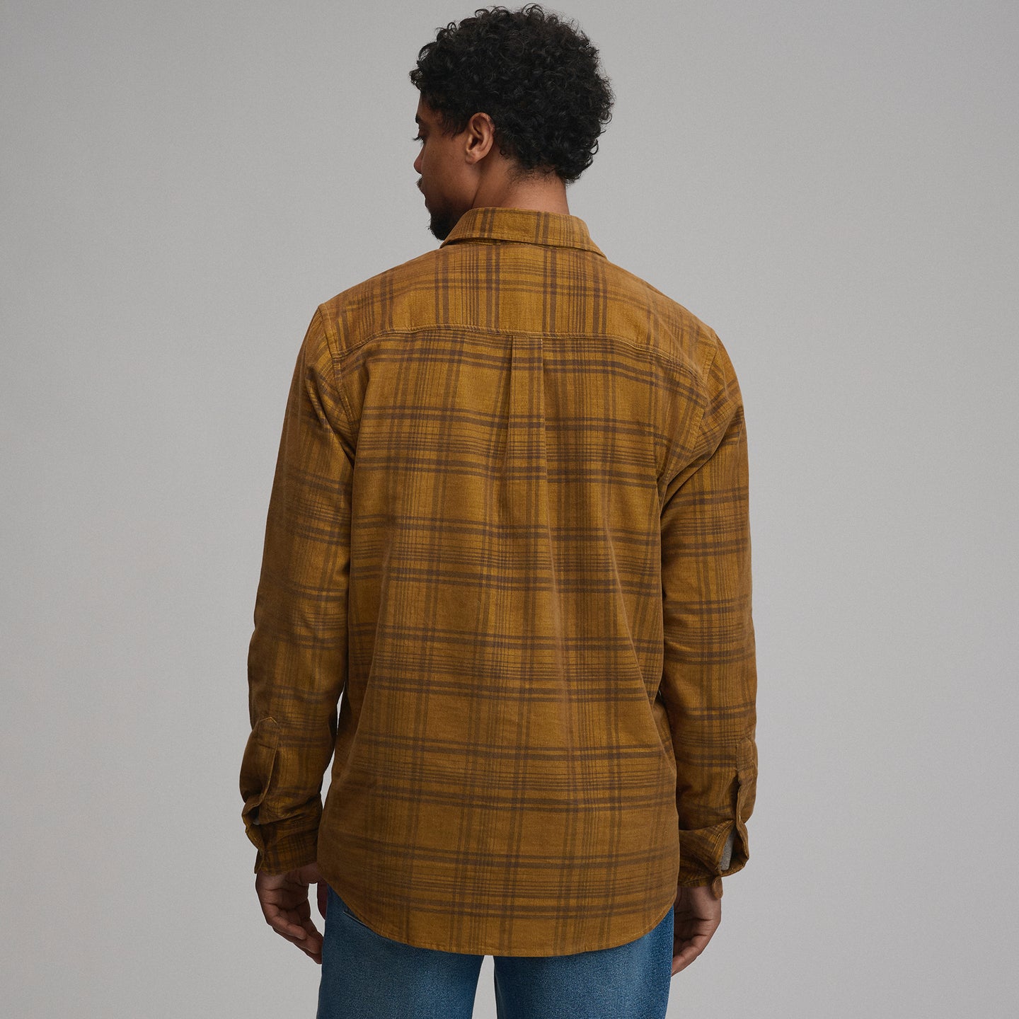 LS Fine Wale Corduroy - Plaid-Gold-14