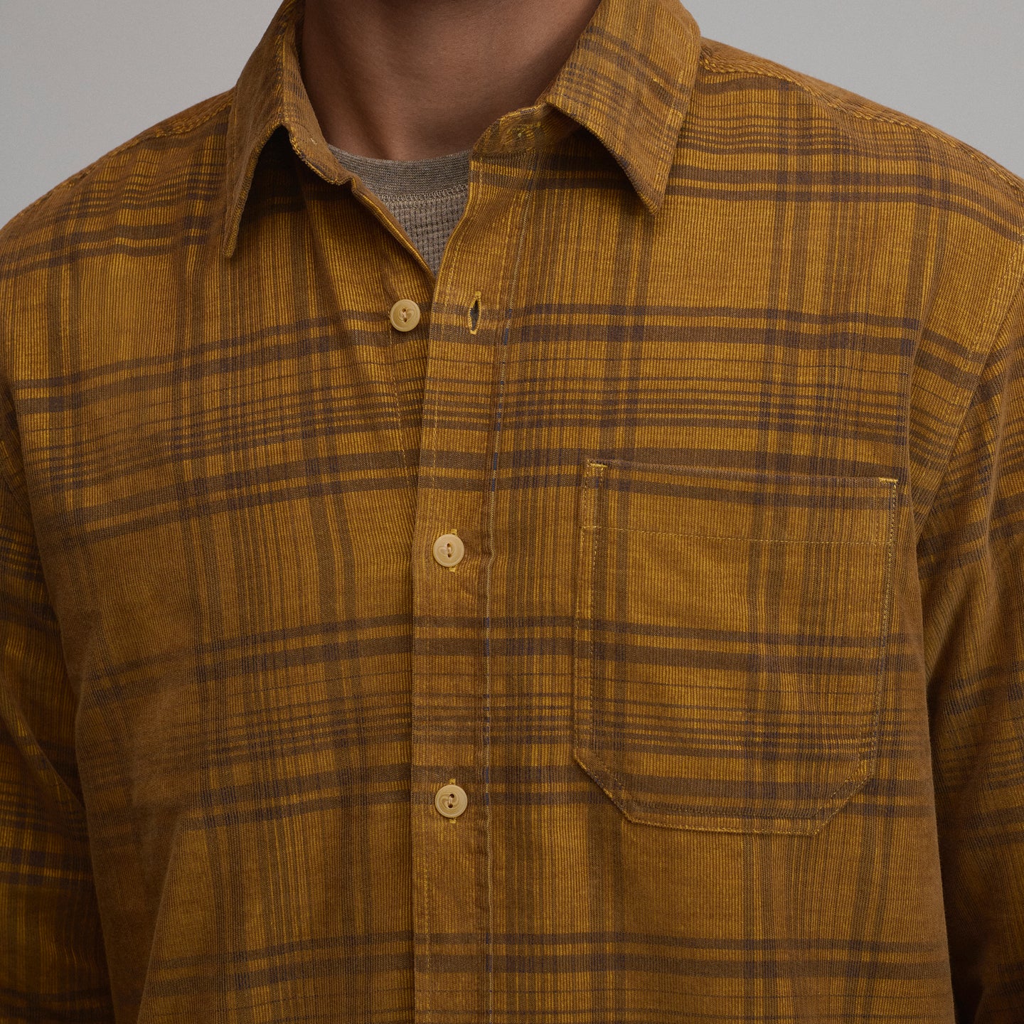 LS Fine Wale Corduroy - Plaid-Gold-15