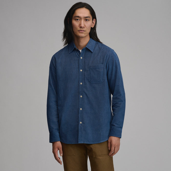 Men's Long-Sleeve Fine Wale Corduroy Shirt - Solid