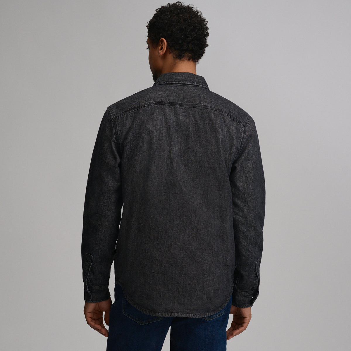 LS Flannel Lined Denim Sj-Faded Black-2