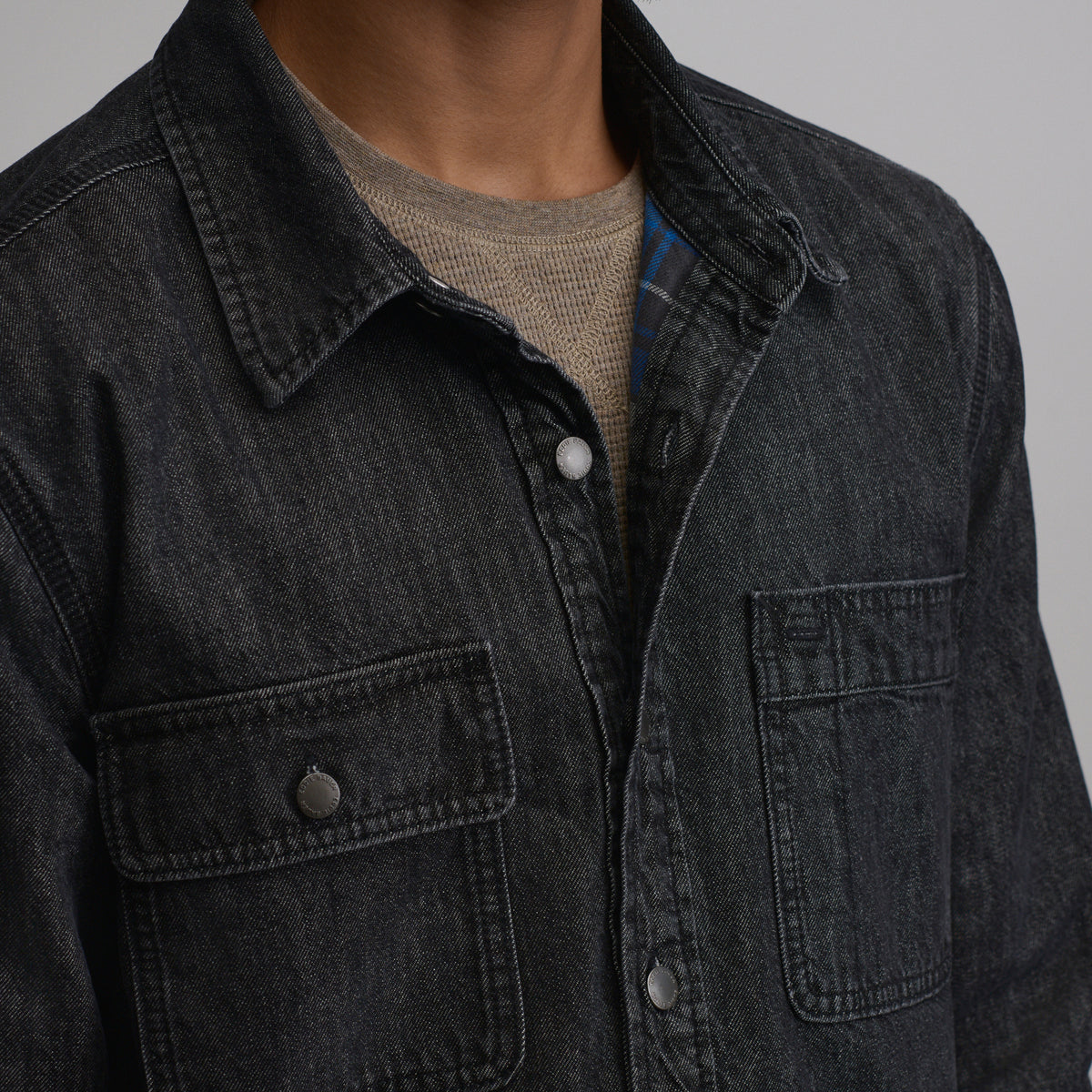 LS Flannel Lined Denim Sj-Faded Black-3