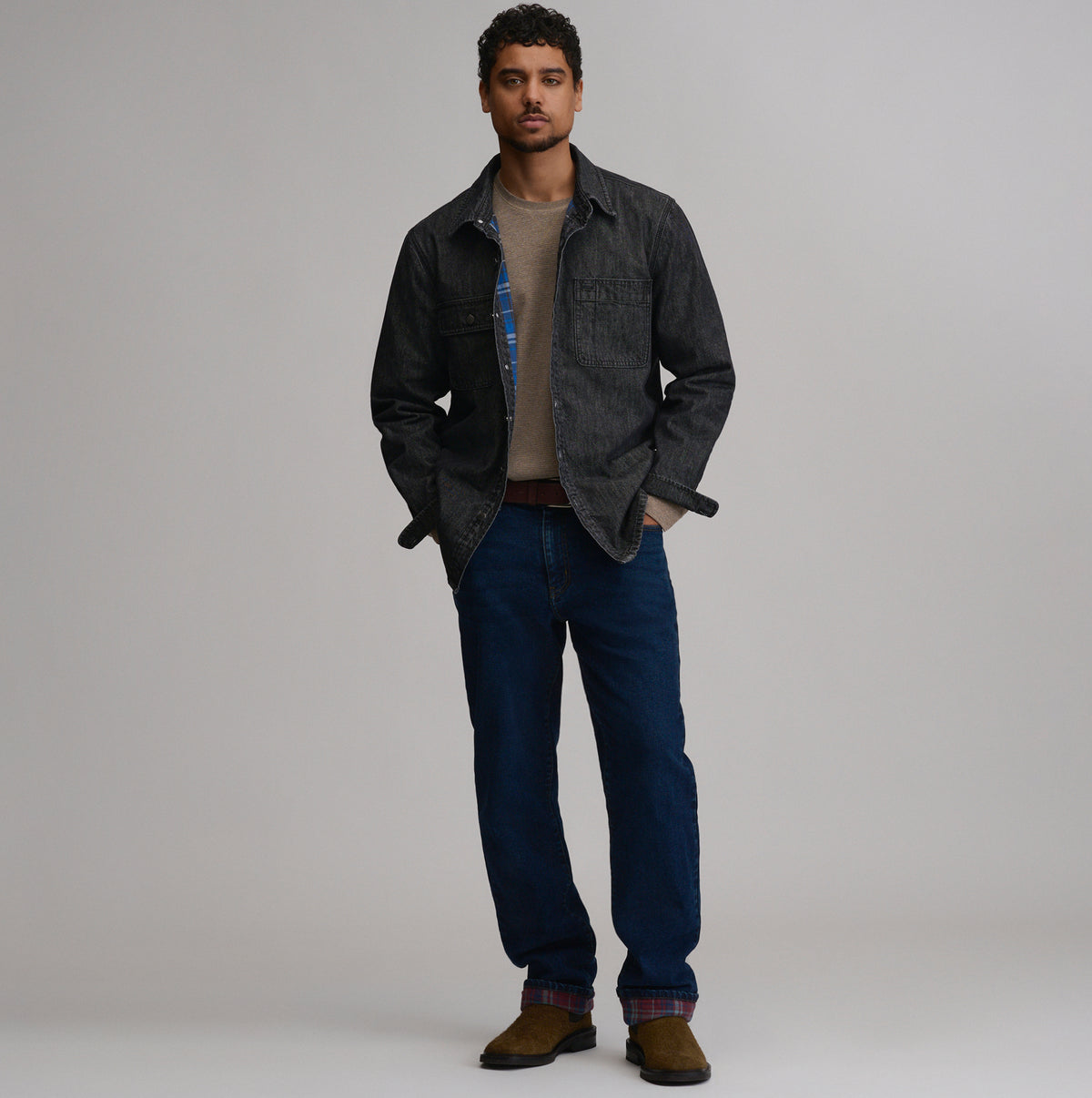 LS Flannel Lined Denim Sj-Faded Black-5