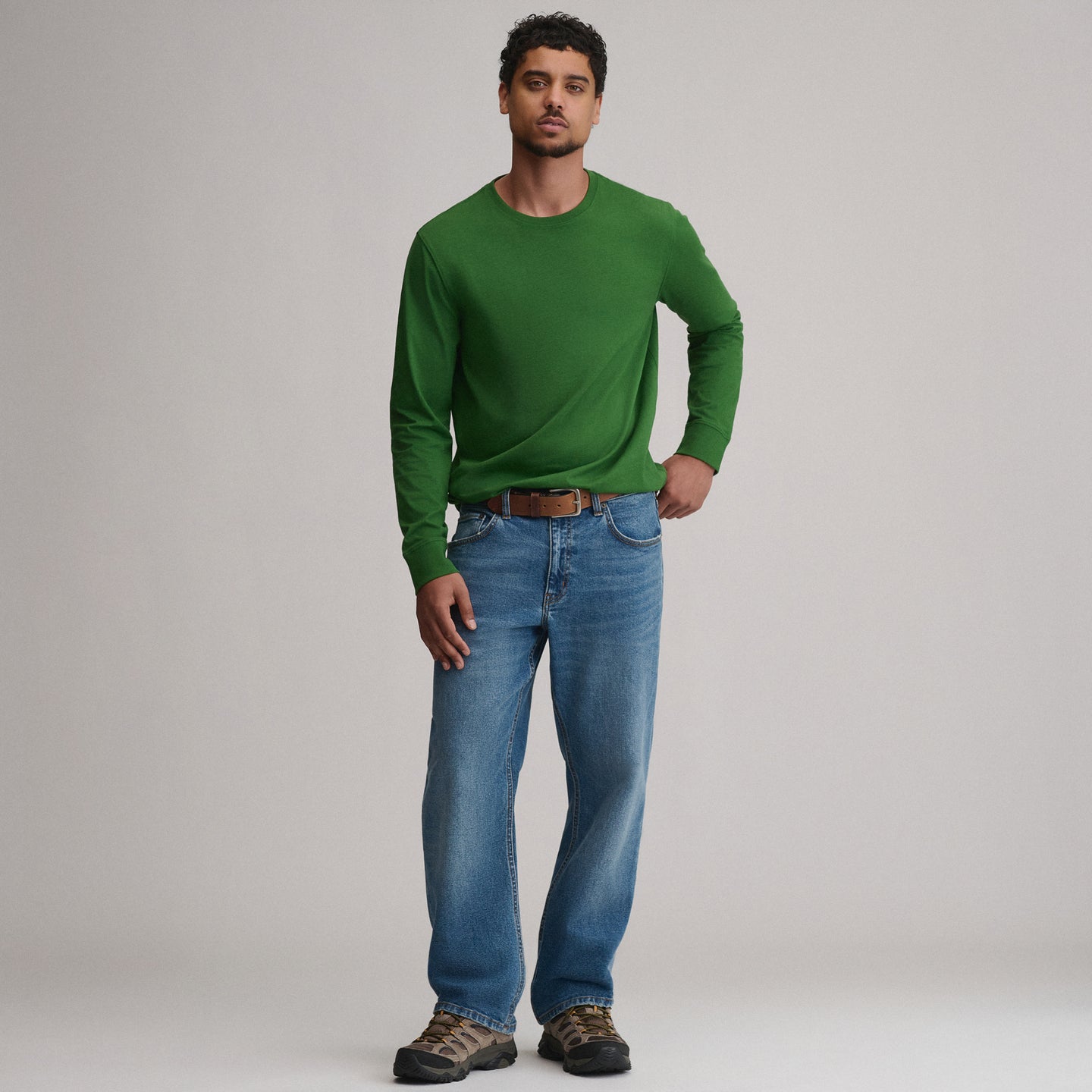 Men's Legend Wash 100% Cotton Long-Sleeve Classic T-Shirt-Asparagus-4