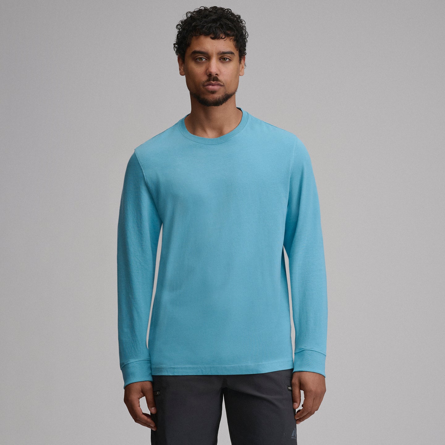 Men's Legend Wash 100% Cotton Long-Sleeve Classic T-Shirt-Sea Spray-17