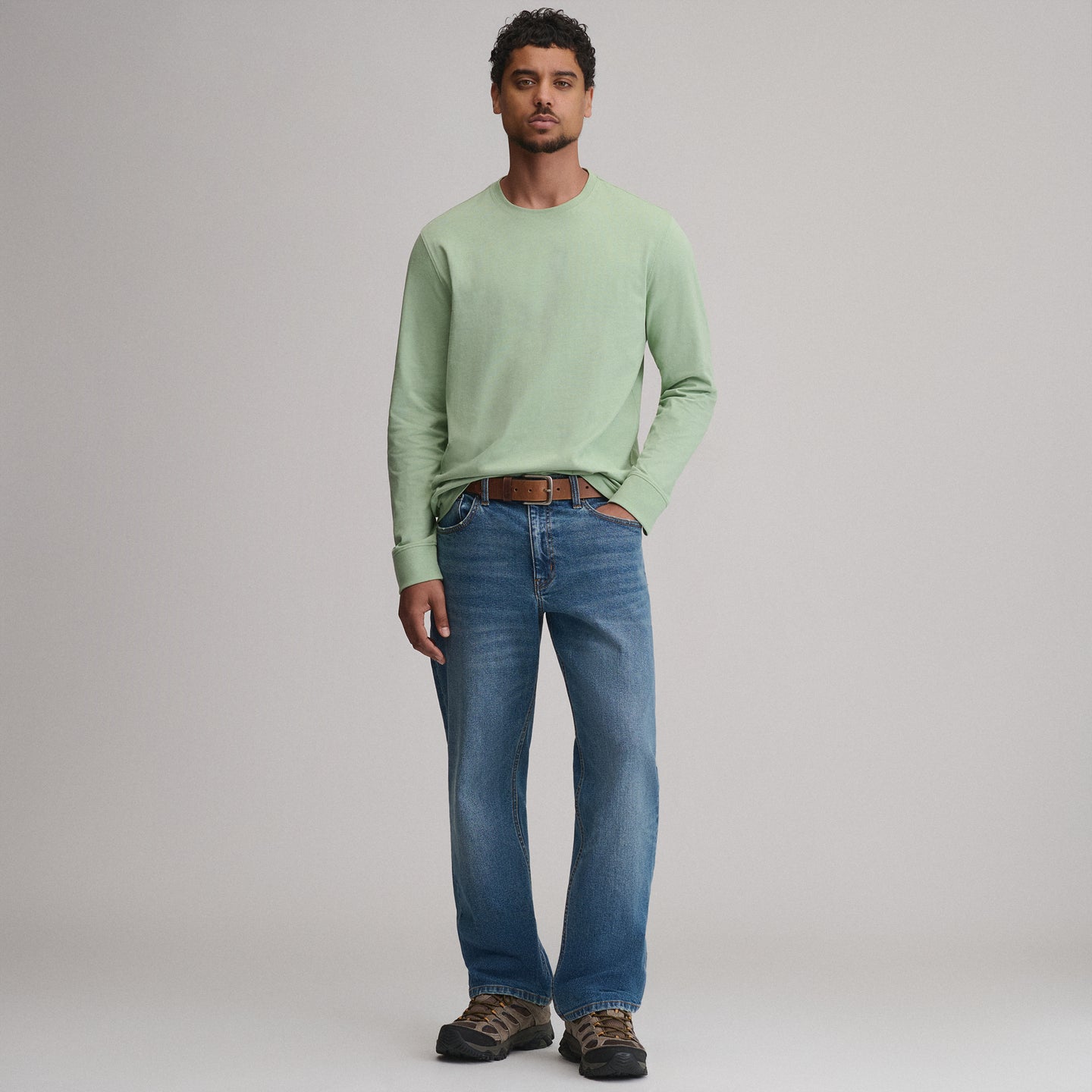 Men's Legend Wash 100% Cotton Long-Sleeve Classic T-Shirt-Limestone-8