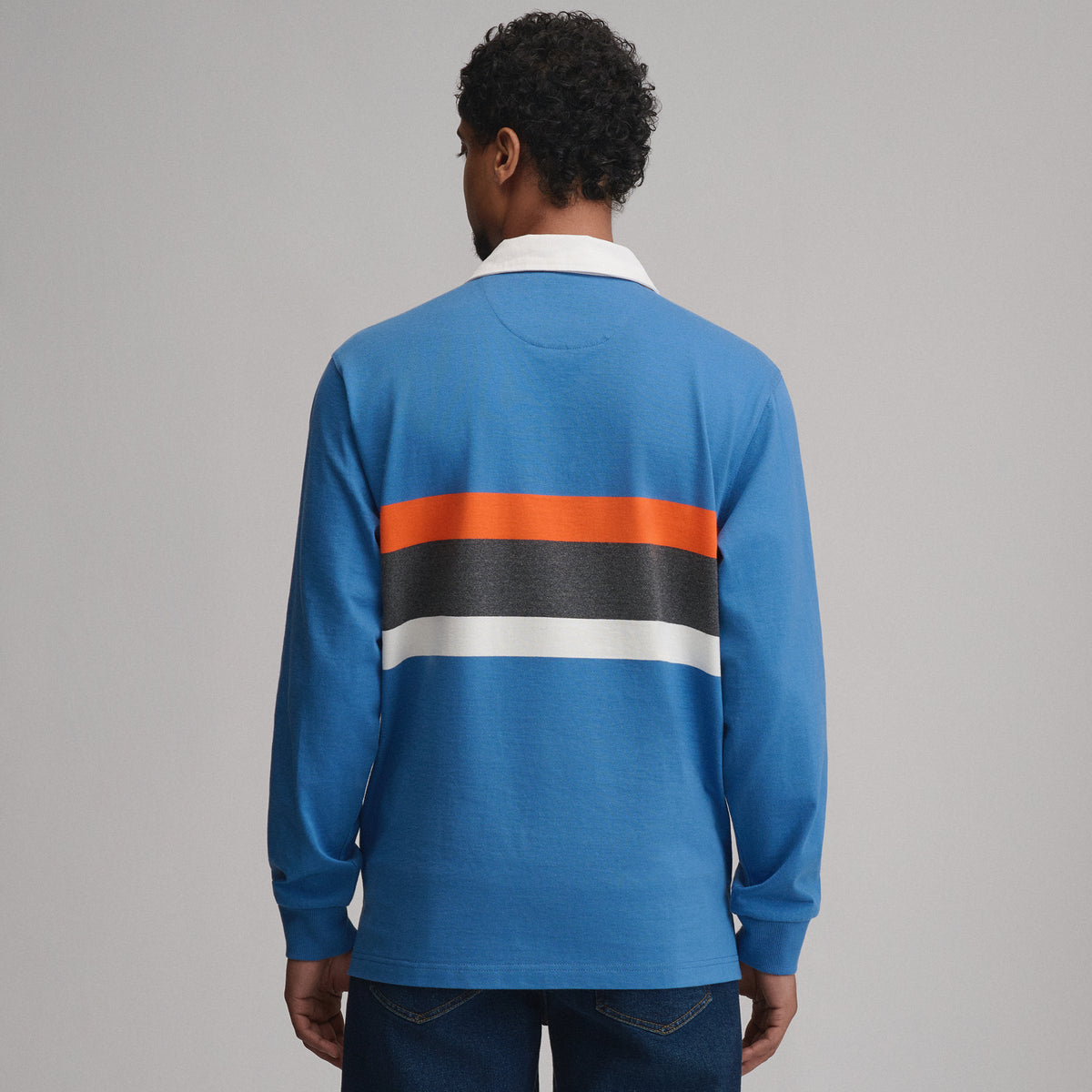 Men's Long-Sleeve Rugby Stripe Crew-Dk Chambray-2