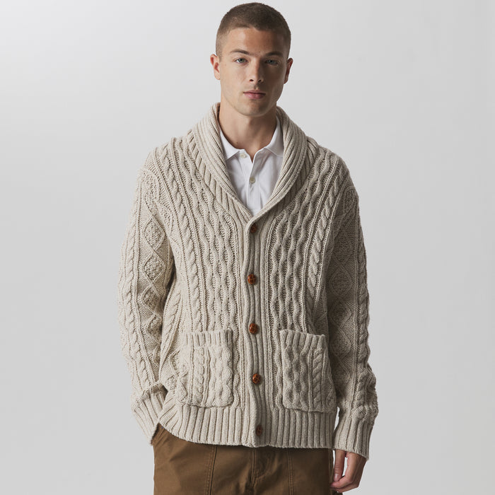 Men's Northwest Cable-Knit Shawl Collar Cardigan