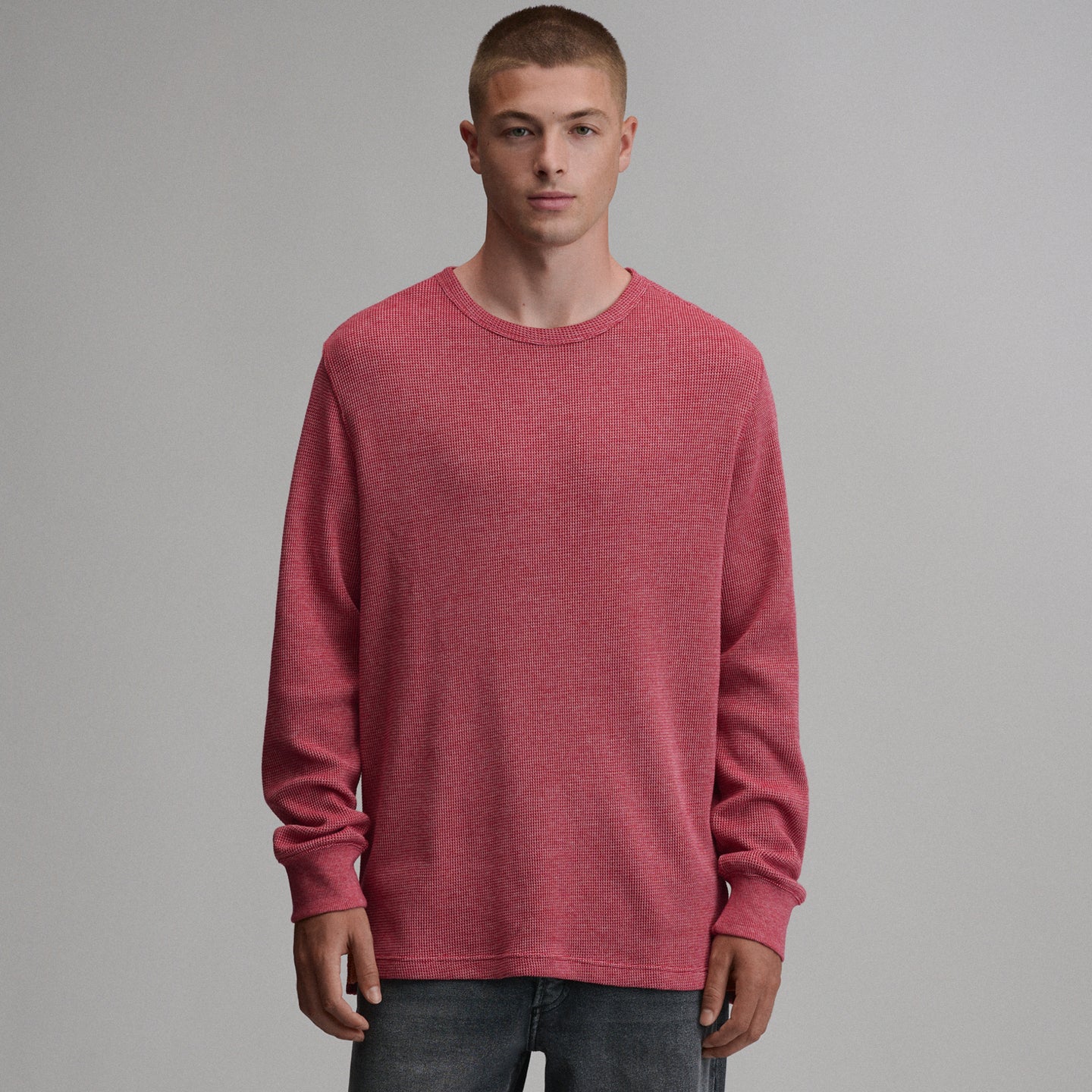 Plaited Waffle Thermal Crew-Cardinal-13